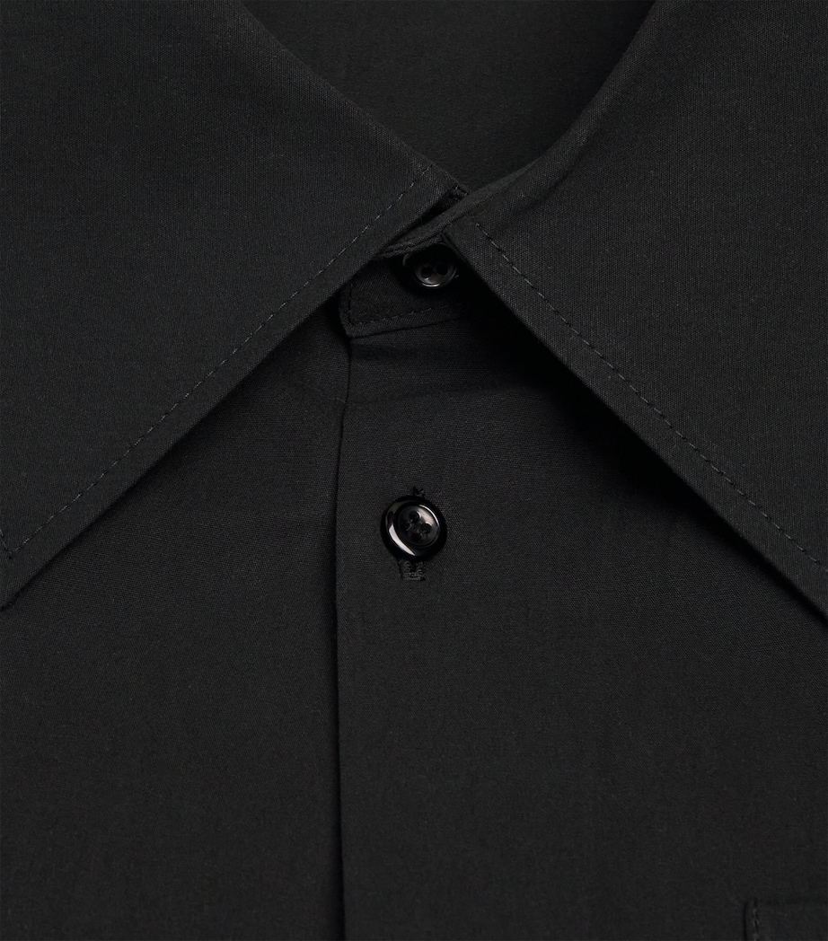 Séfr Mens Cotton Waylon Short-Sleeve Shirt Black Fine Poplin Image 6