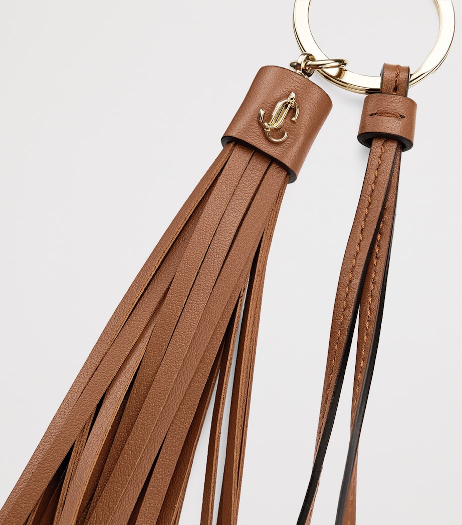 Tassel Leather Keyring Charm TAN/LIGHT GOLD Image 2