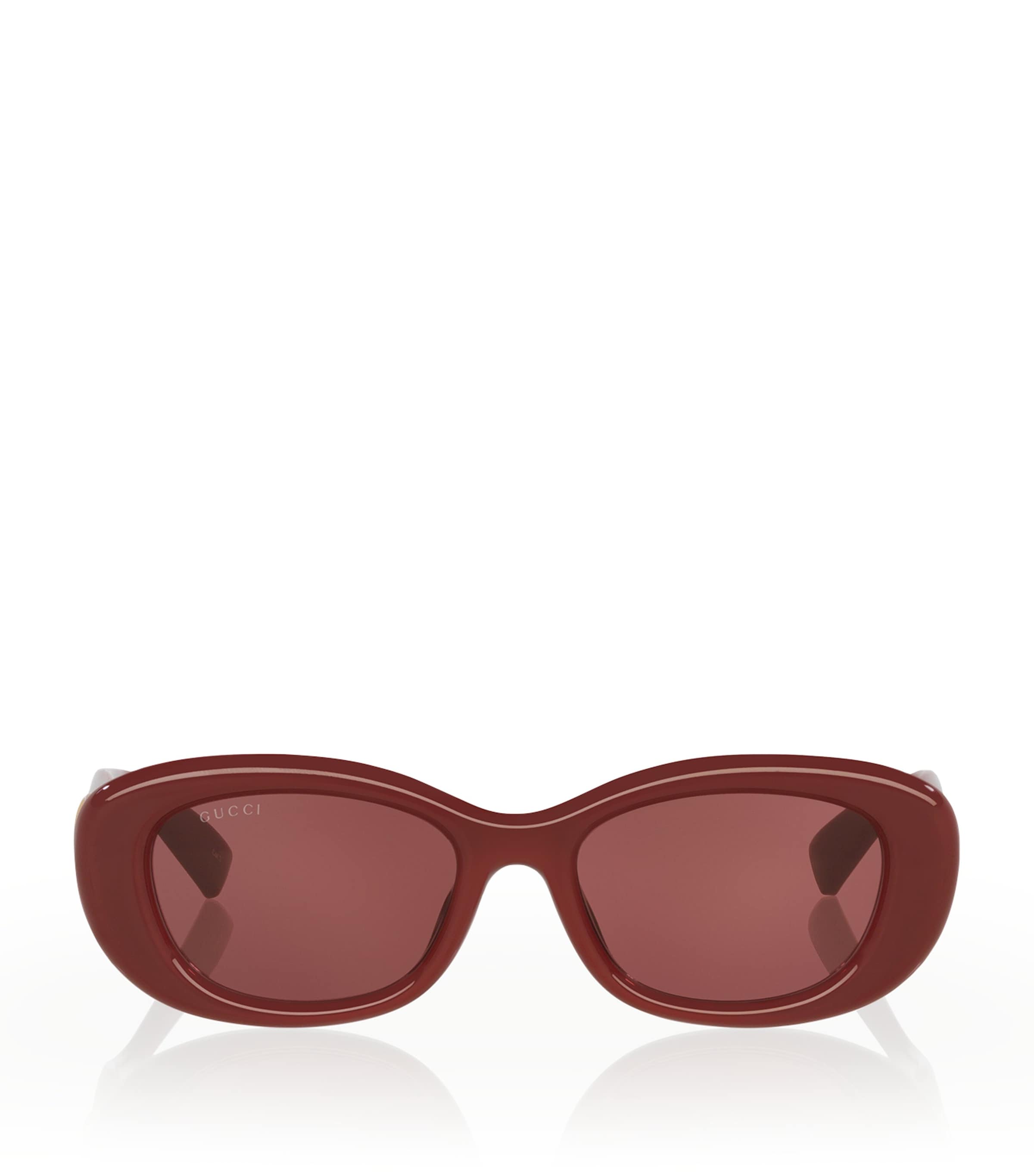 Gucci Womens Red Gg1829sk Oval-frame Acetate Sunglasses In Brown