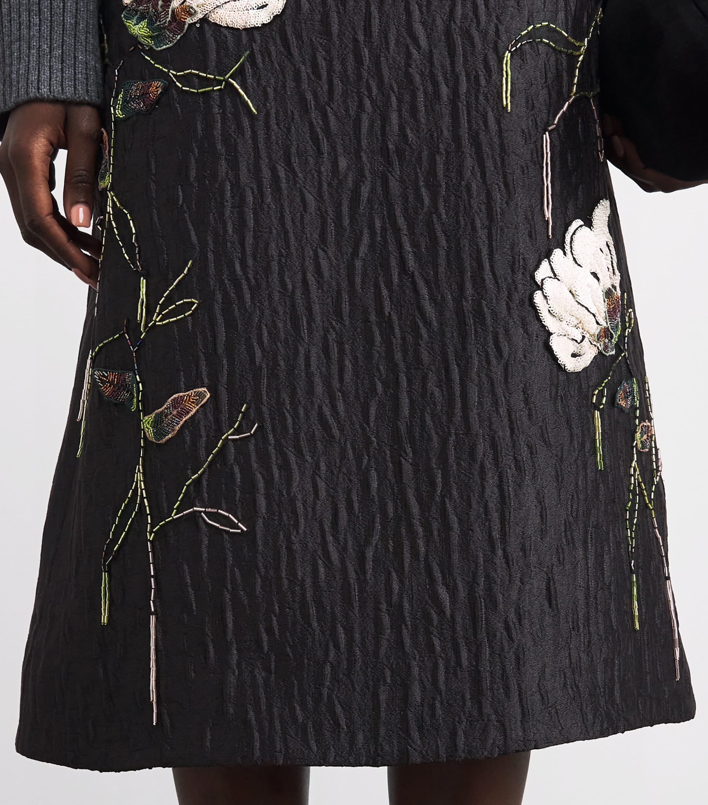 Floral Jacquard Arla Midi Skirt BLACK Image 6