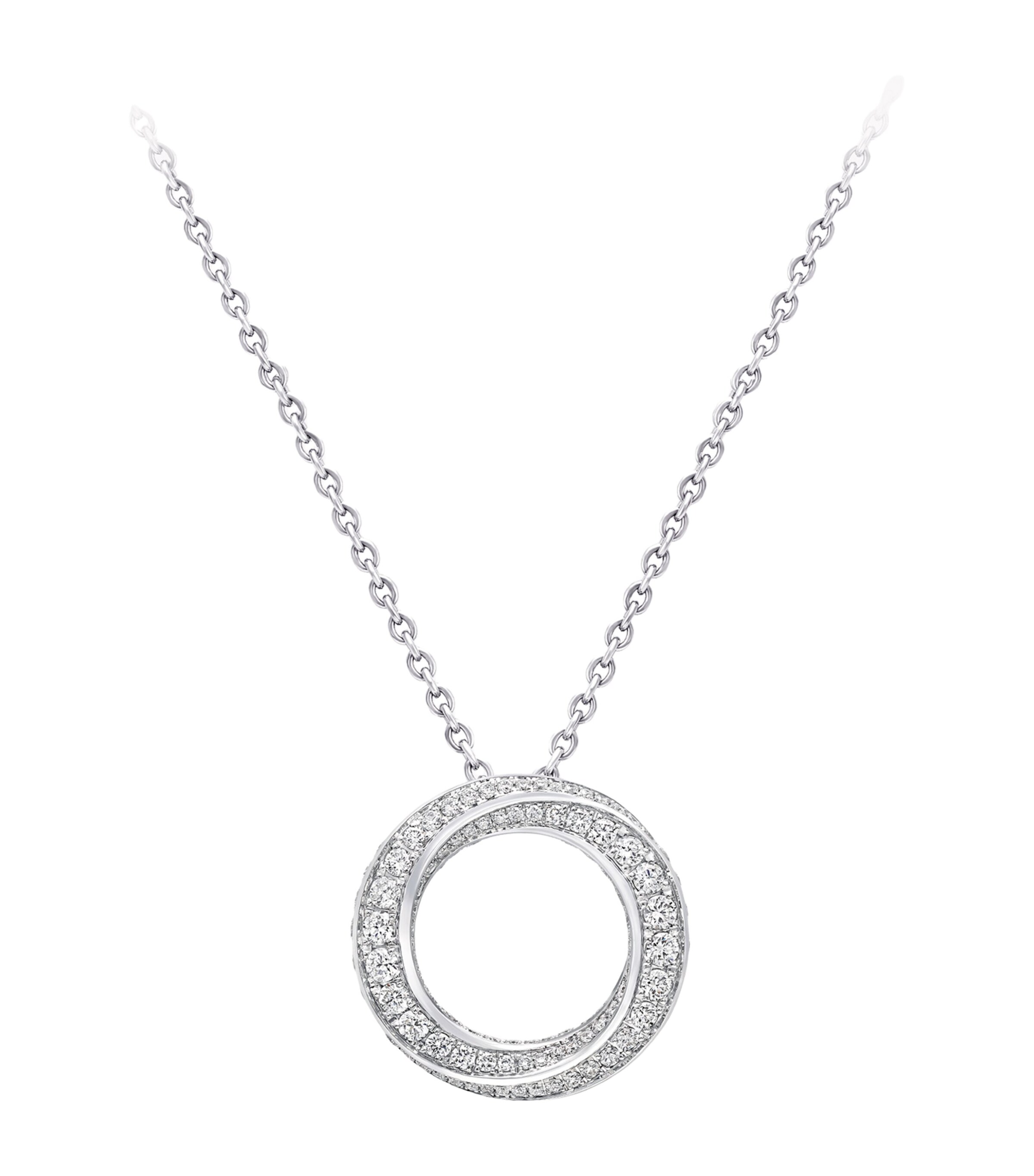 Graff White Gold and Diamond Spiral Pendant Necklace White Gold Image 1