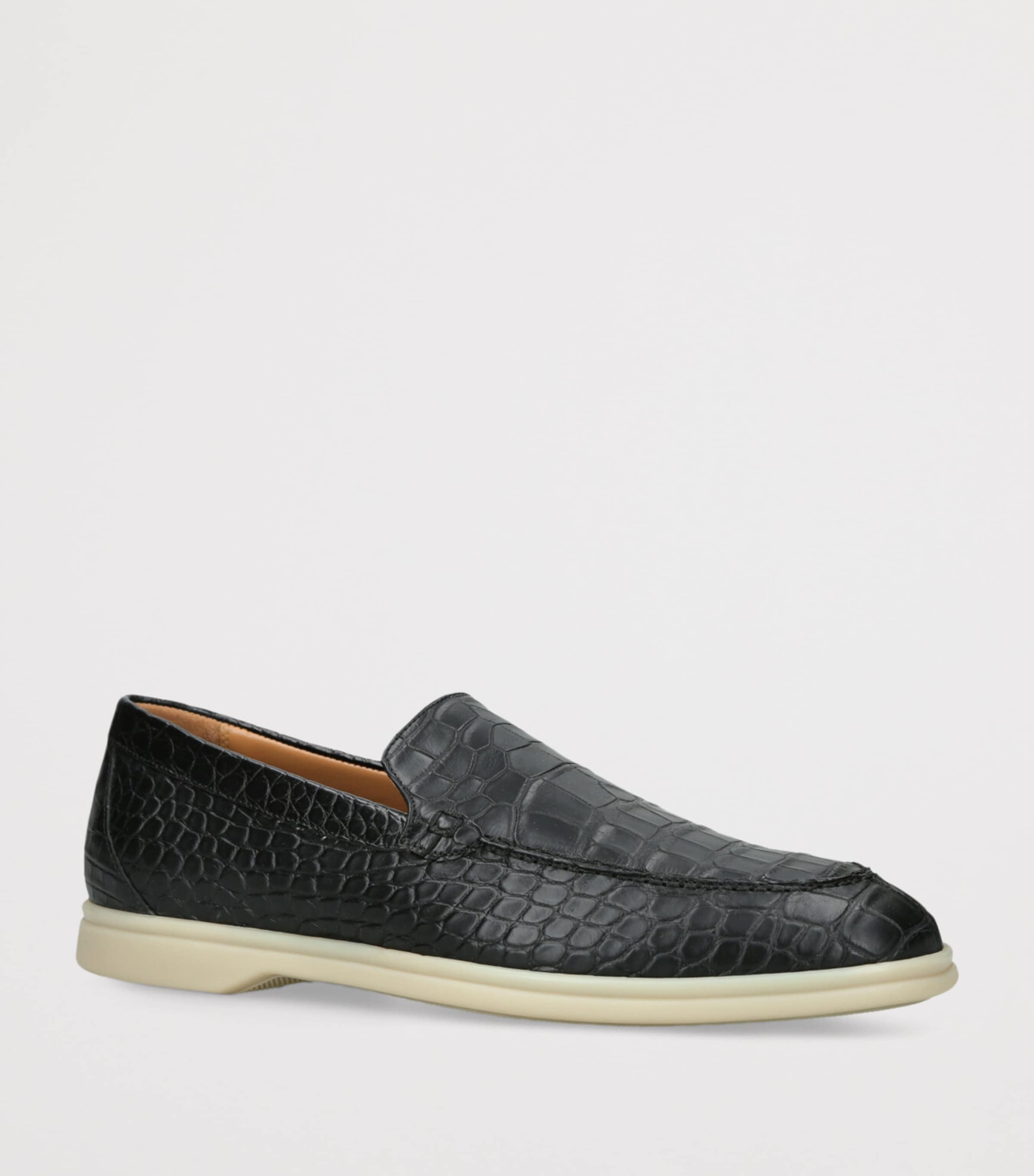 Brotini Alligator Skin Loafers Black Image 3