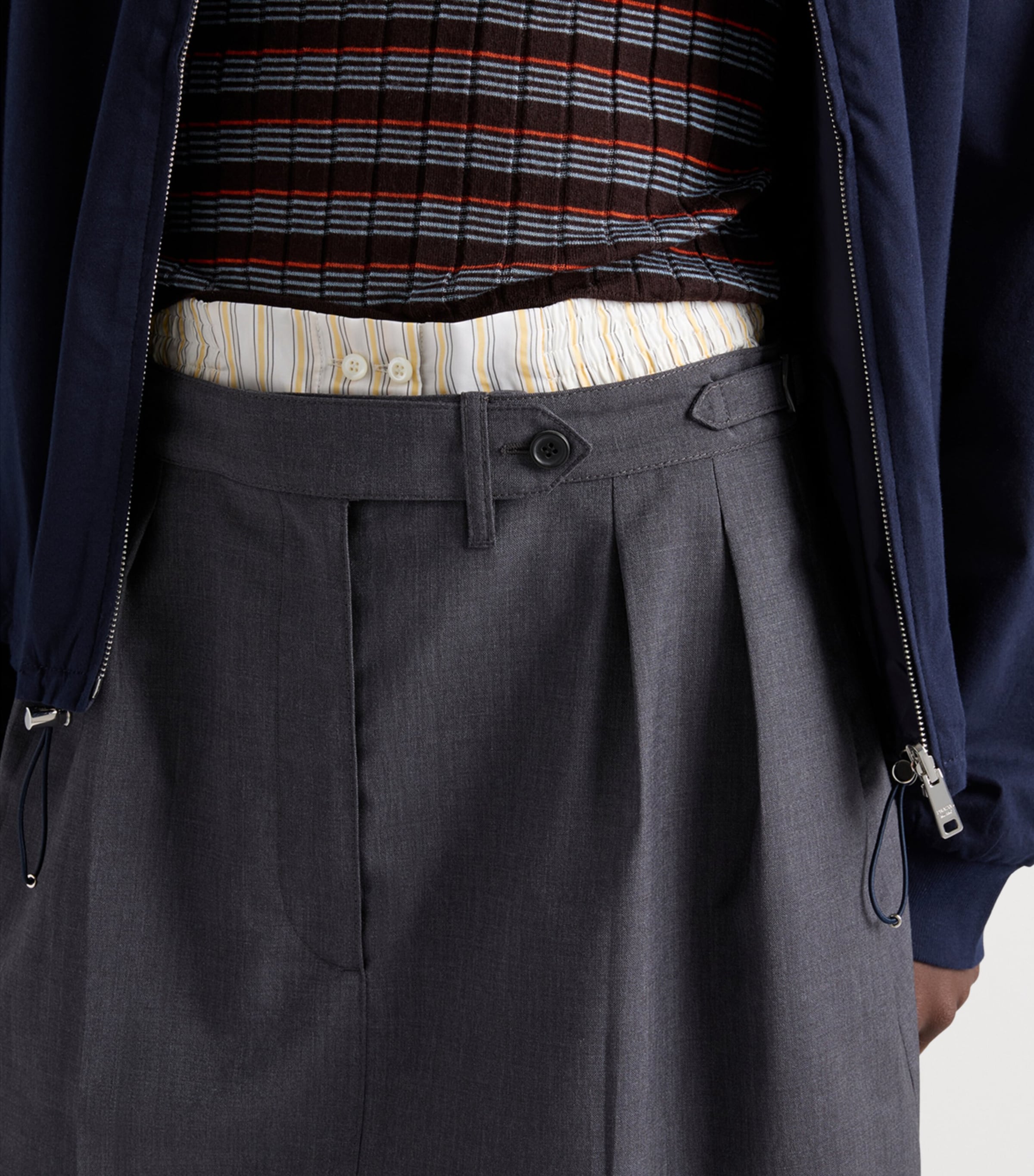 Prada Womens Wool-Mohair Mini Skirt Grey Image 3