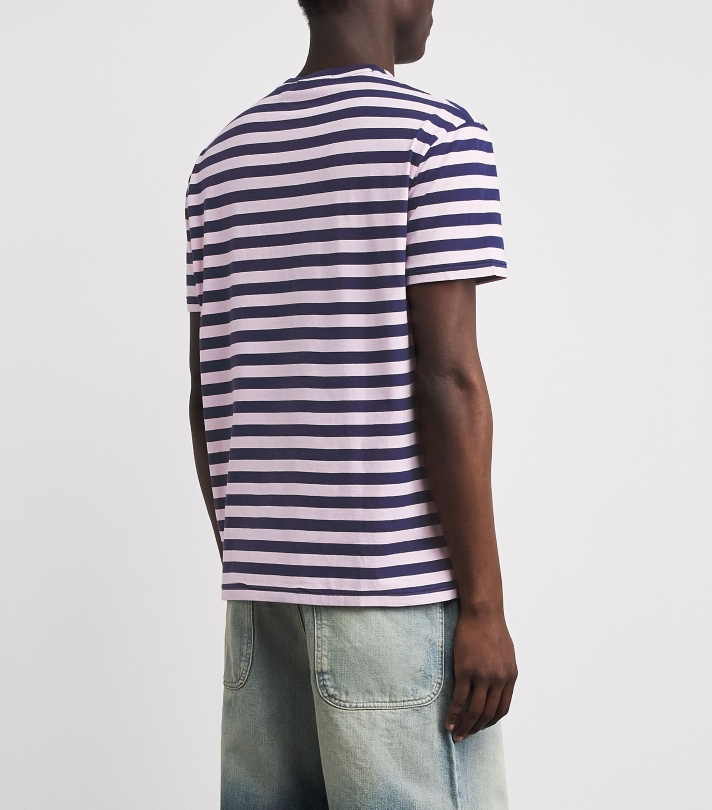 Polo Ralph Lauren Mens Cotton Stripe Classic Fit T-Shirt Grdn Pink/drk Cobalt Image 5