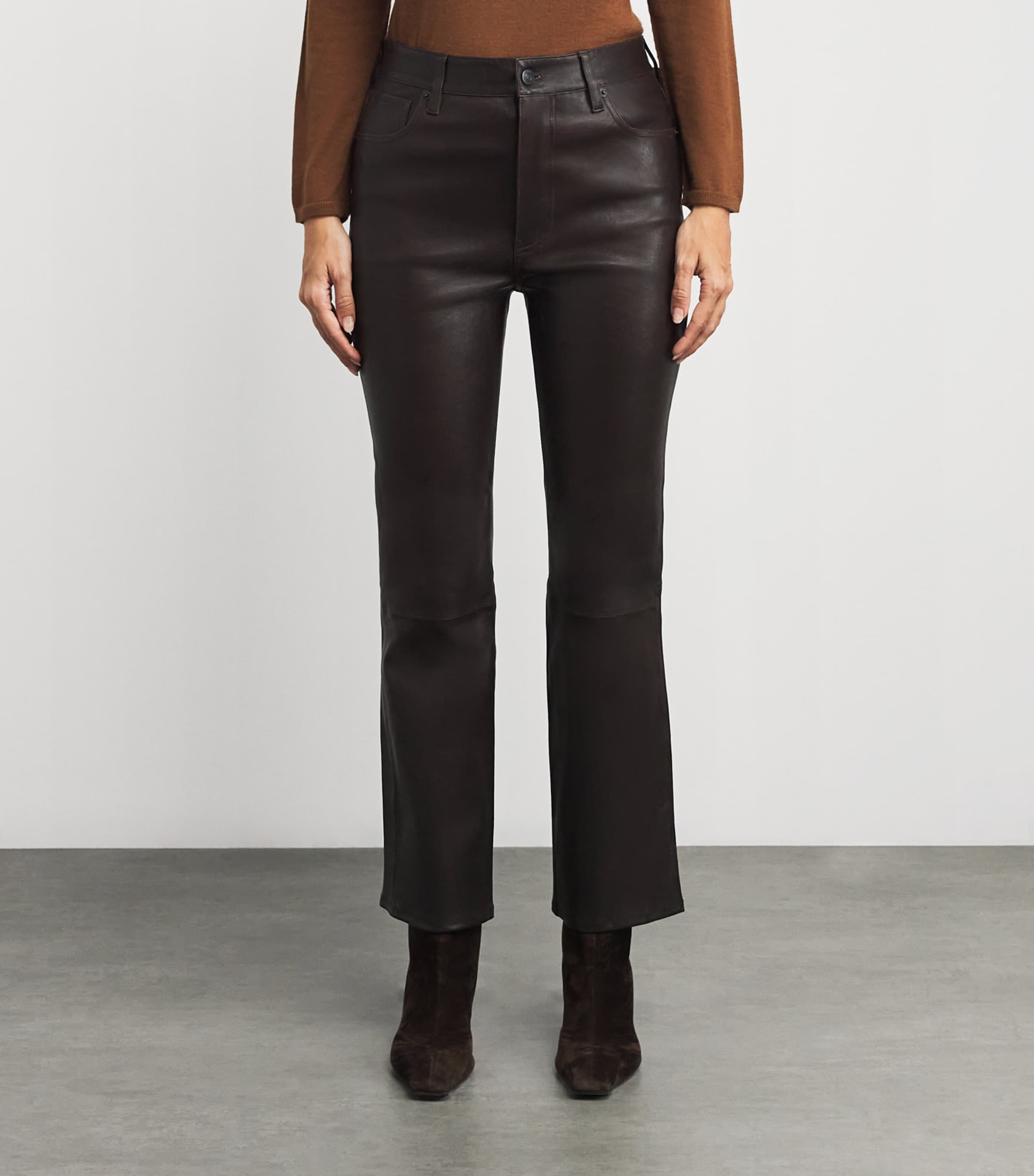 The Leather Reboot Crop Trousers TRUFFLE Image 3