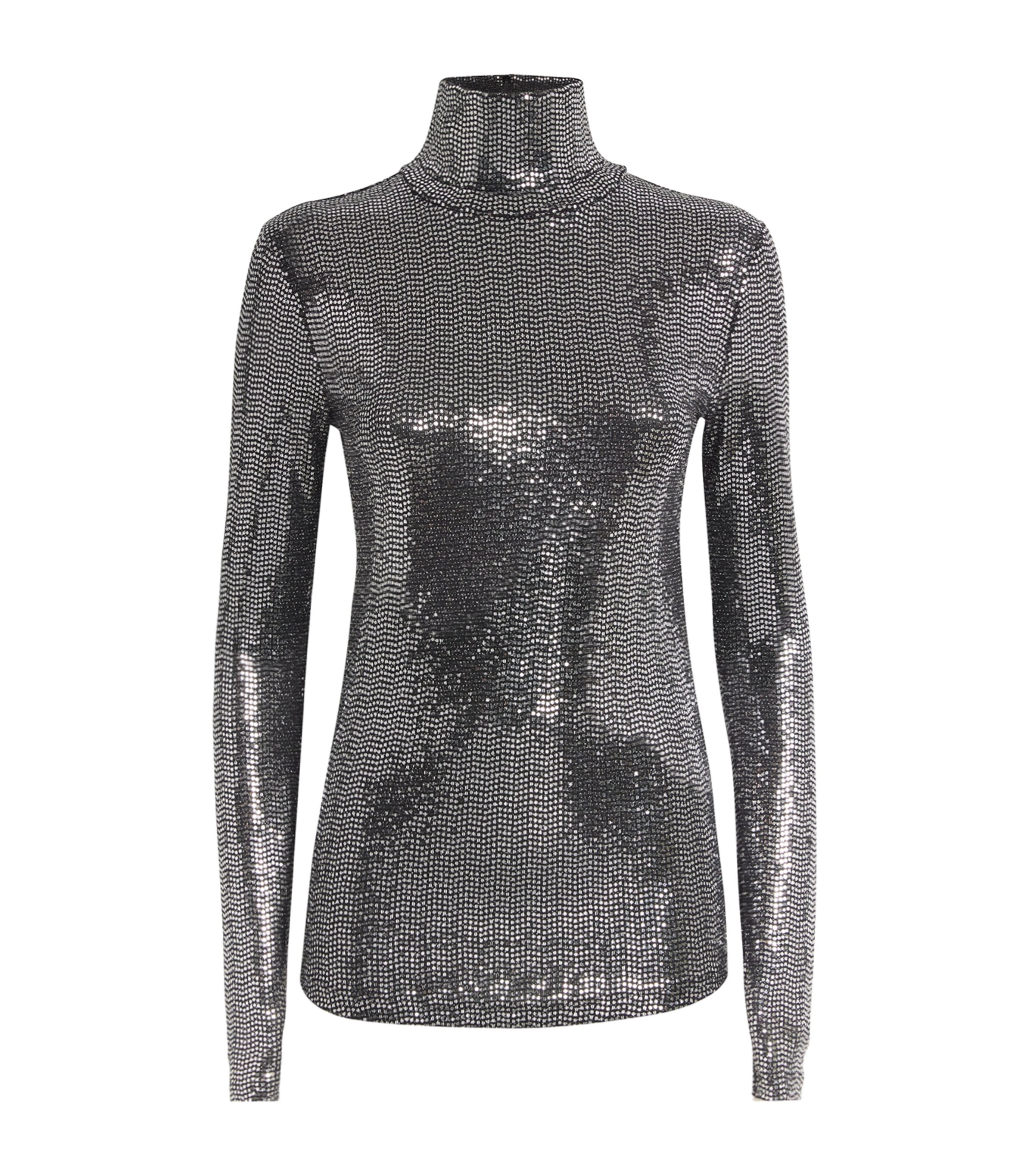 Isabel Marant Joyela Shiny Jersey Turtleneck In Black