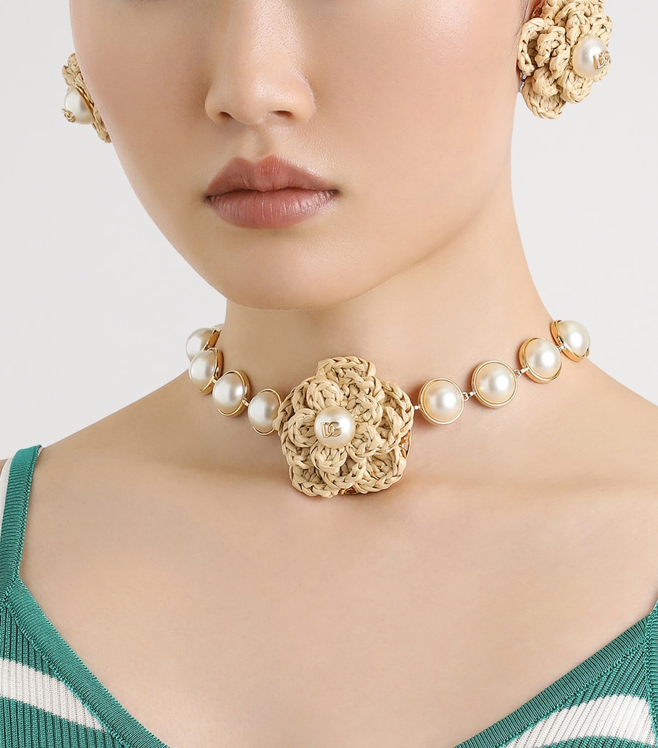 Faux Pearl Flower Necklace ZOO00-GOLD Image 2