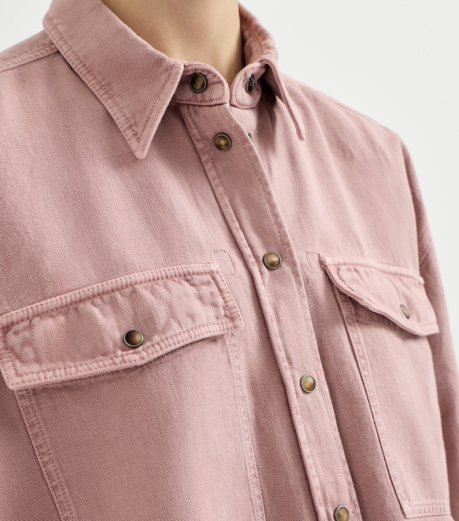 Brunello Cucinelli Womens Cotton-Linen Garment-Dyed Shirt Image 6