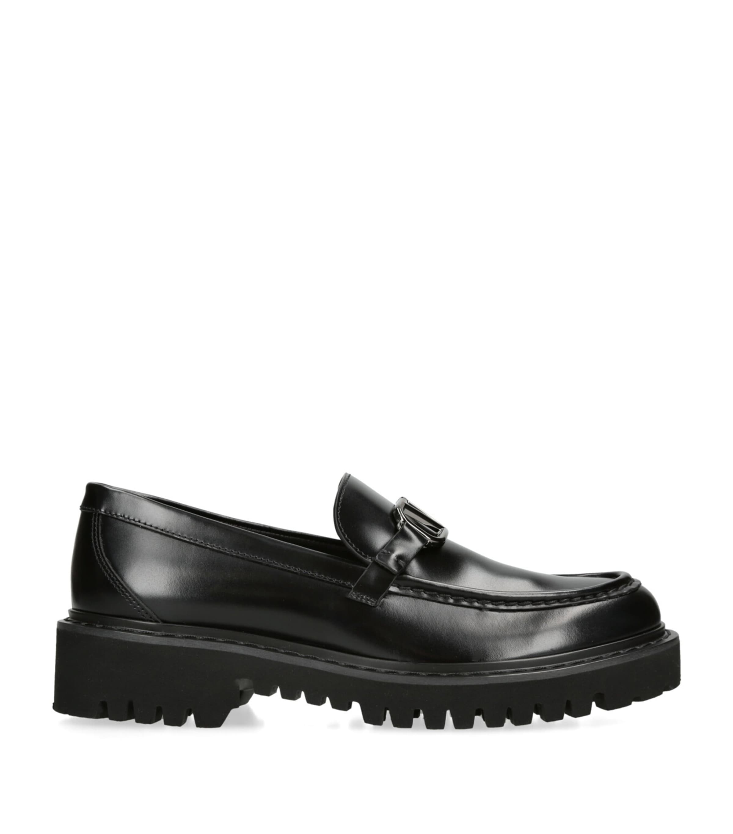 Valentino Garavani Leather Vlogo Signature Loafers In Black