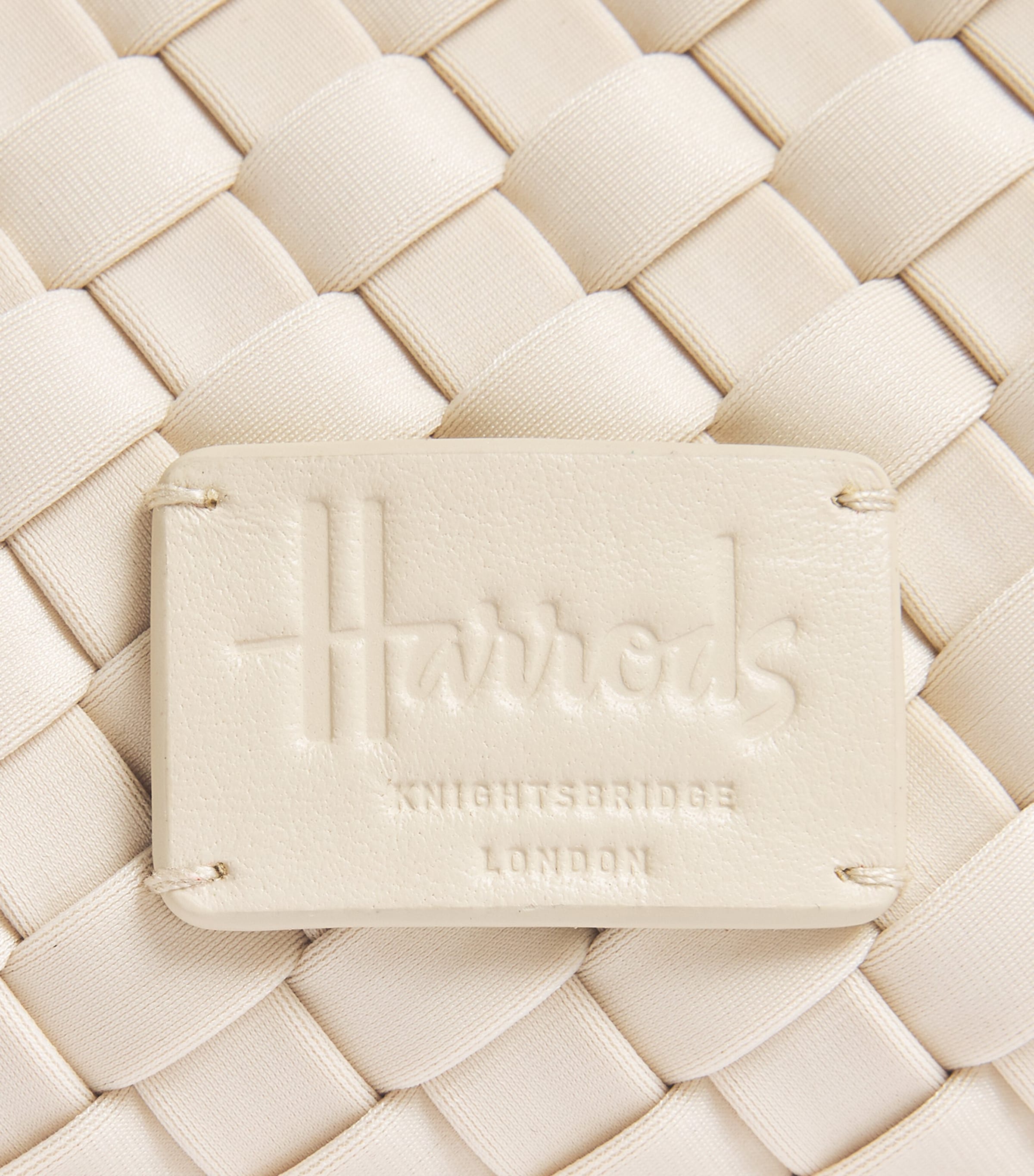 Harrods Mini Neoprene Woven Tote Bag Ivory Image 6