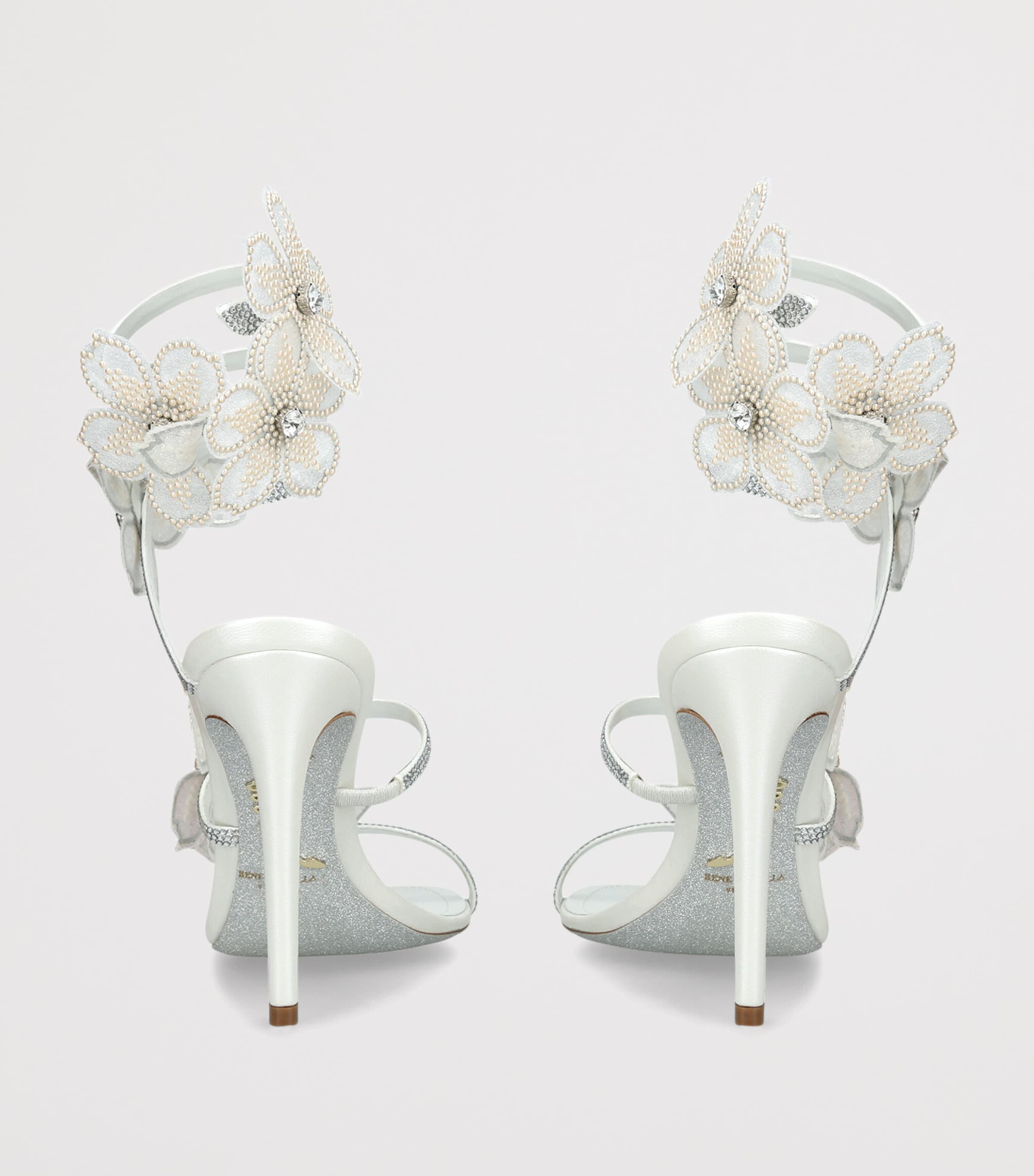 René Caovilla Leather Flower Cleo Sandals 105 White/oth Image 2