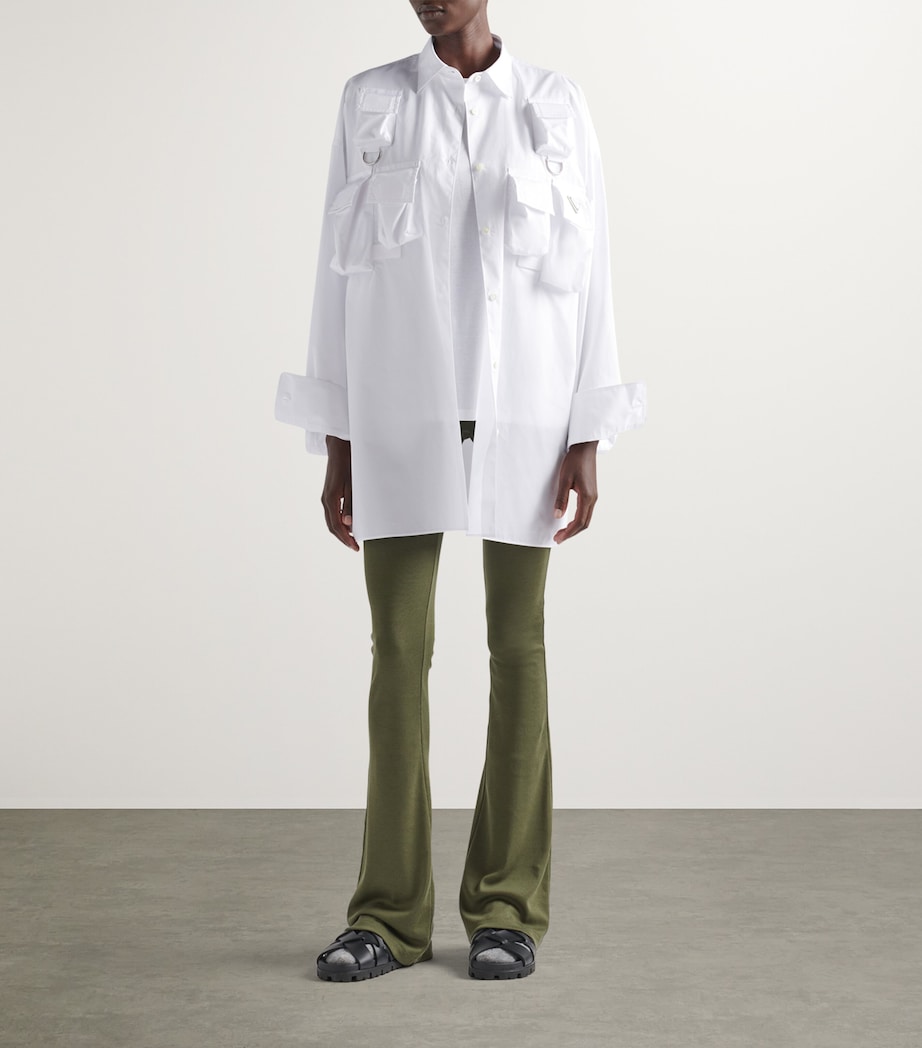 Cotton Rib-Knit Flared Trousers F0334 Image 2