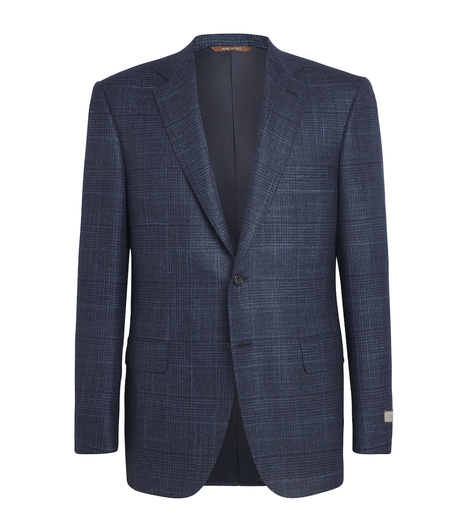 Canali Mens Wool-Cashmere-Silk Blazer Navy Image 1