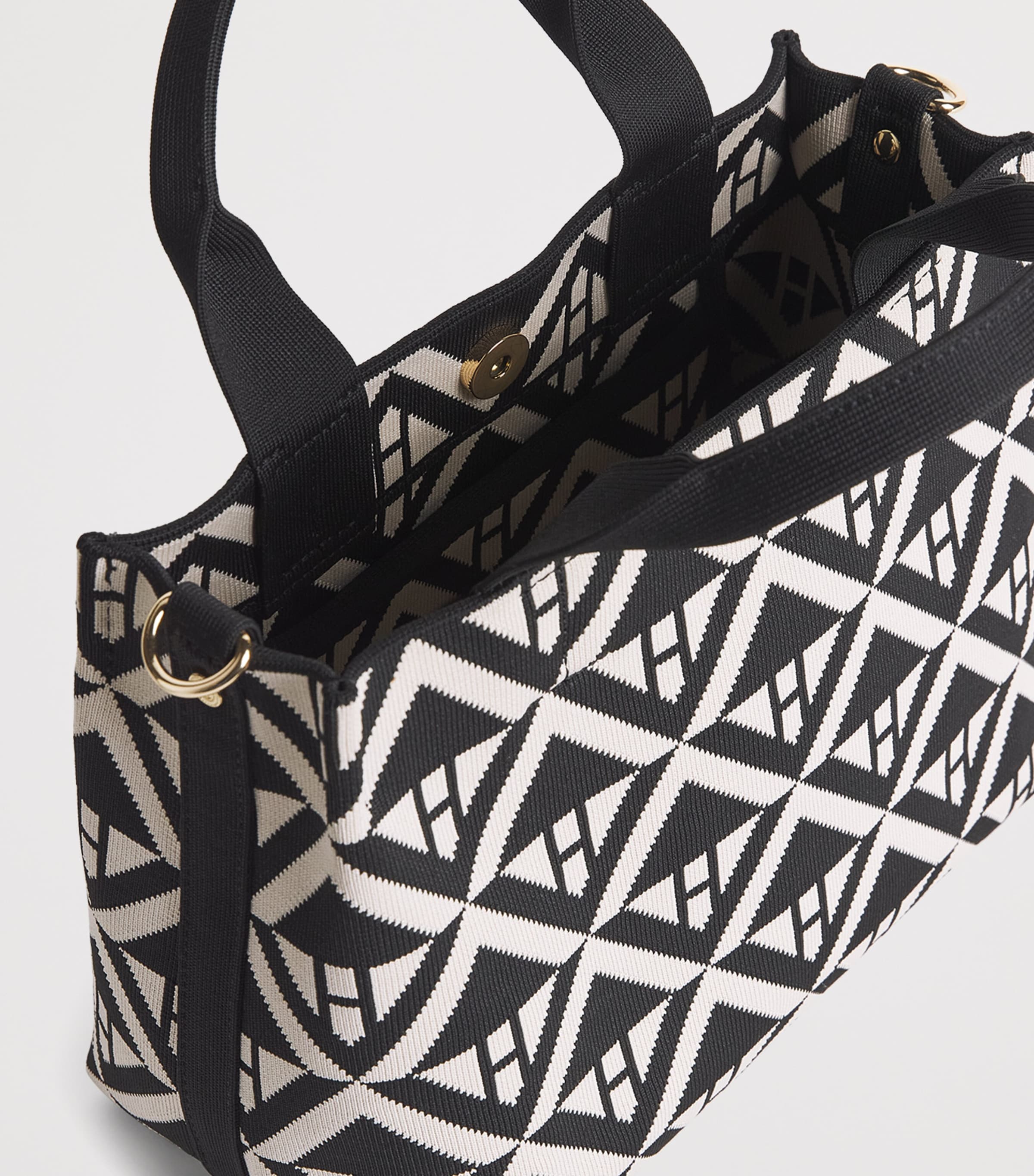 Harrods Small Geometric Tote Bag Black Image 4