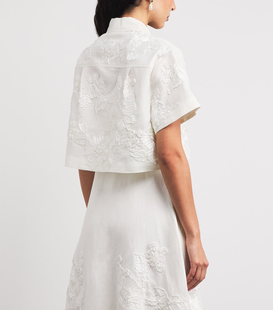 Linen-Blend Embroidered Callie Shirt IVORY Image 4