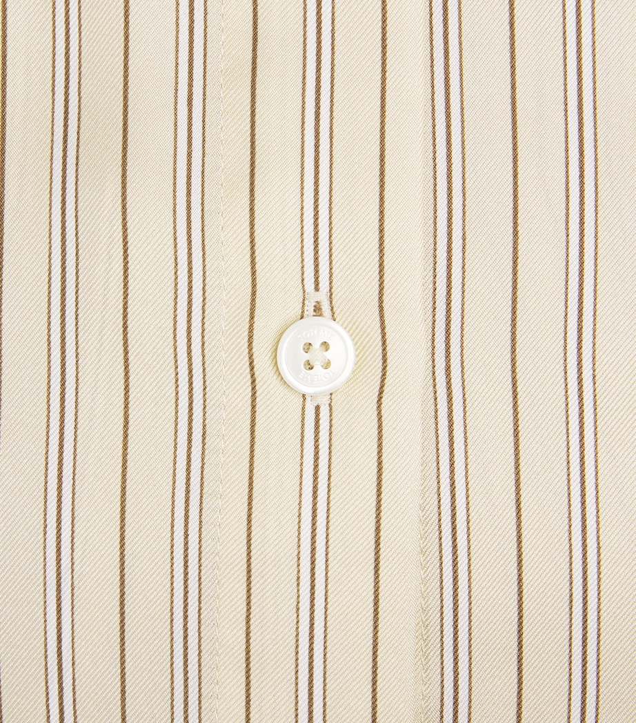 Silk Oversized Stripe Shirt 388 BEIGE/BROWN Image 5