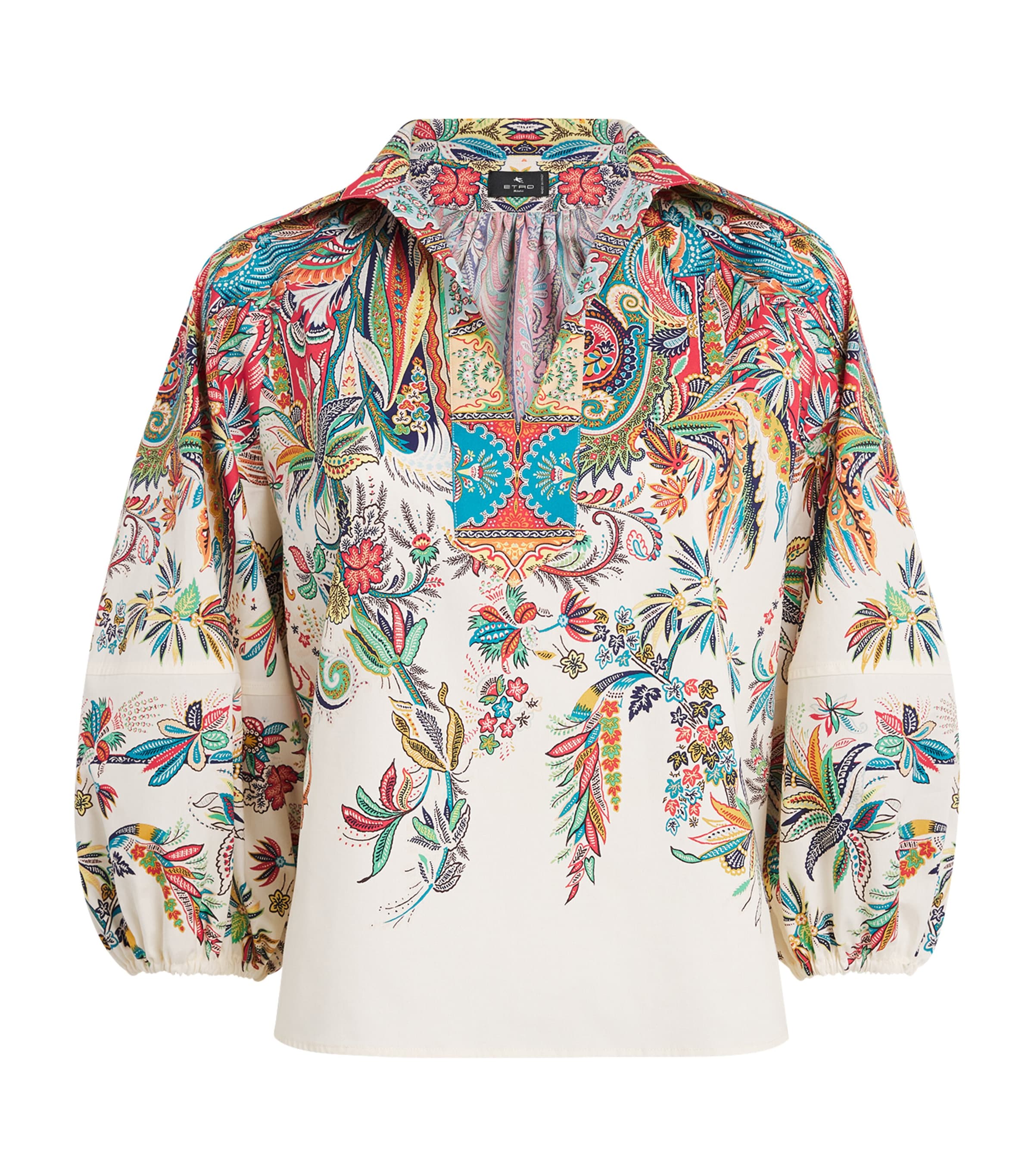 Etro Womens Poplin Floral Print Blouse Prnt/white Bs Image 1