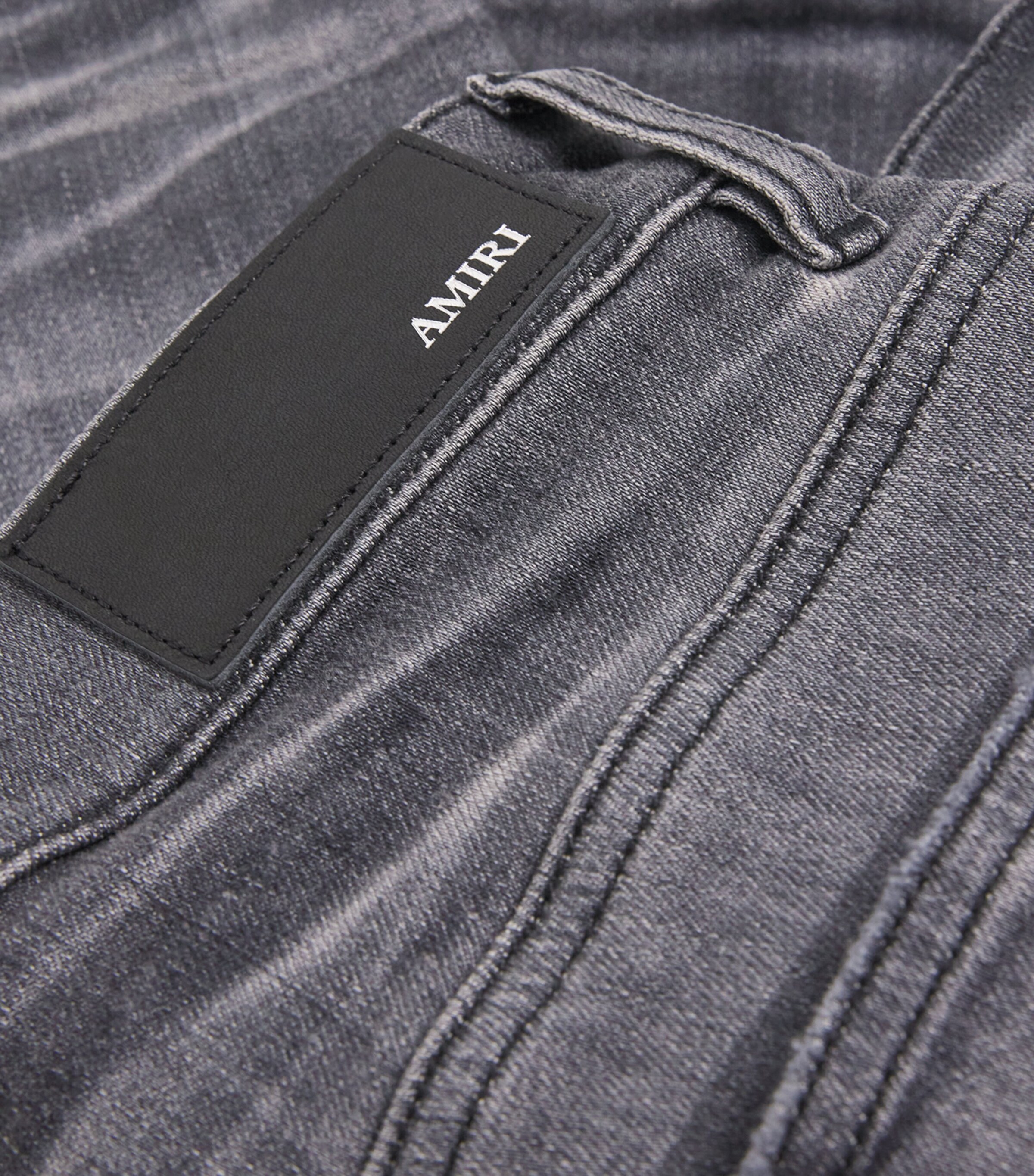 AMIRI Grey Suede-Trim Distressed MX1 Jeans | Harrods TW