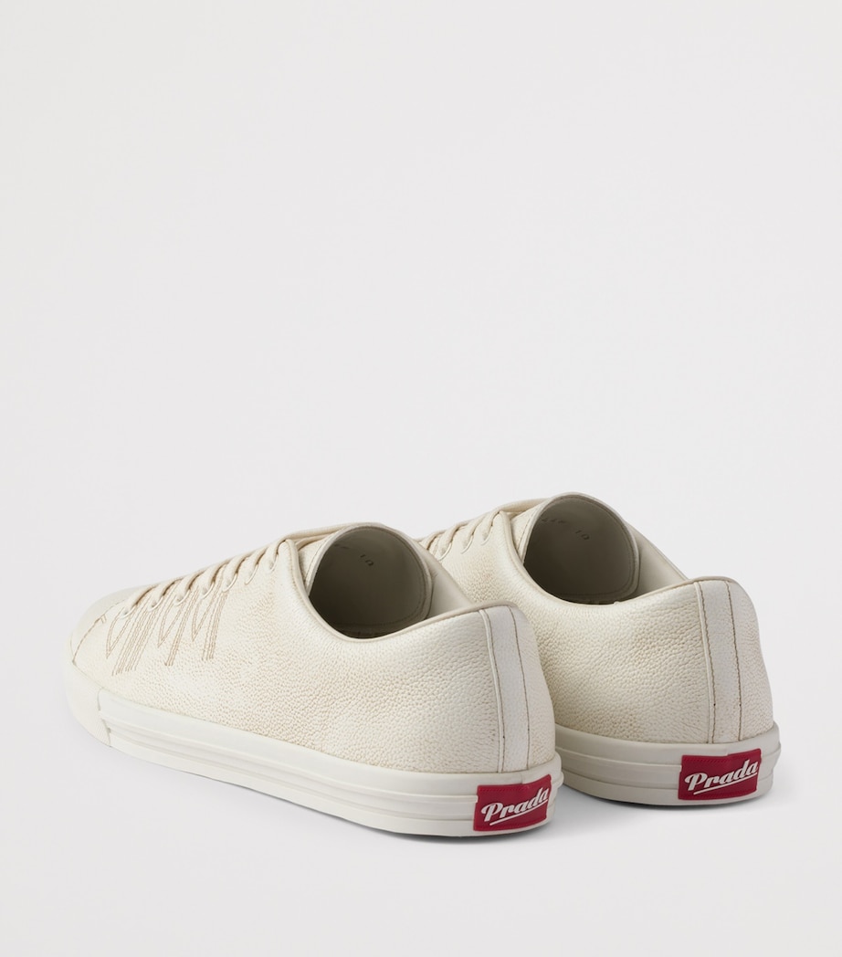 Leather Aged Low-Top Sneakers F0K74 Image 5