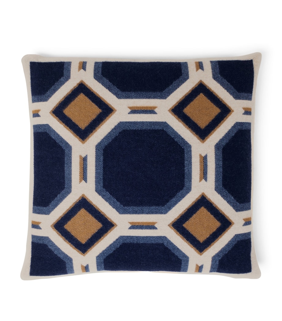 Wool-Cashmere Deco 005 Cushion (50cm x 50cm) 8E30 - BLUE/CREAM Image 1