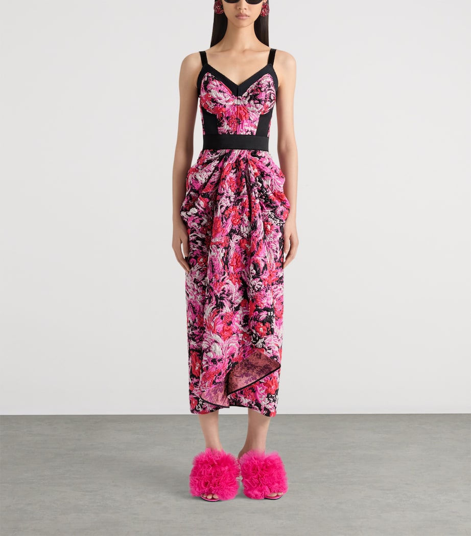 Draped Bustier Midi Dress RED/PINK Image 2