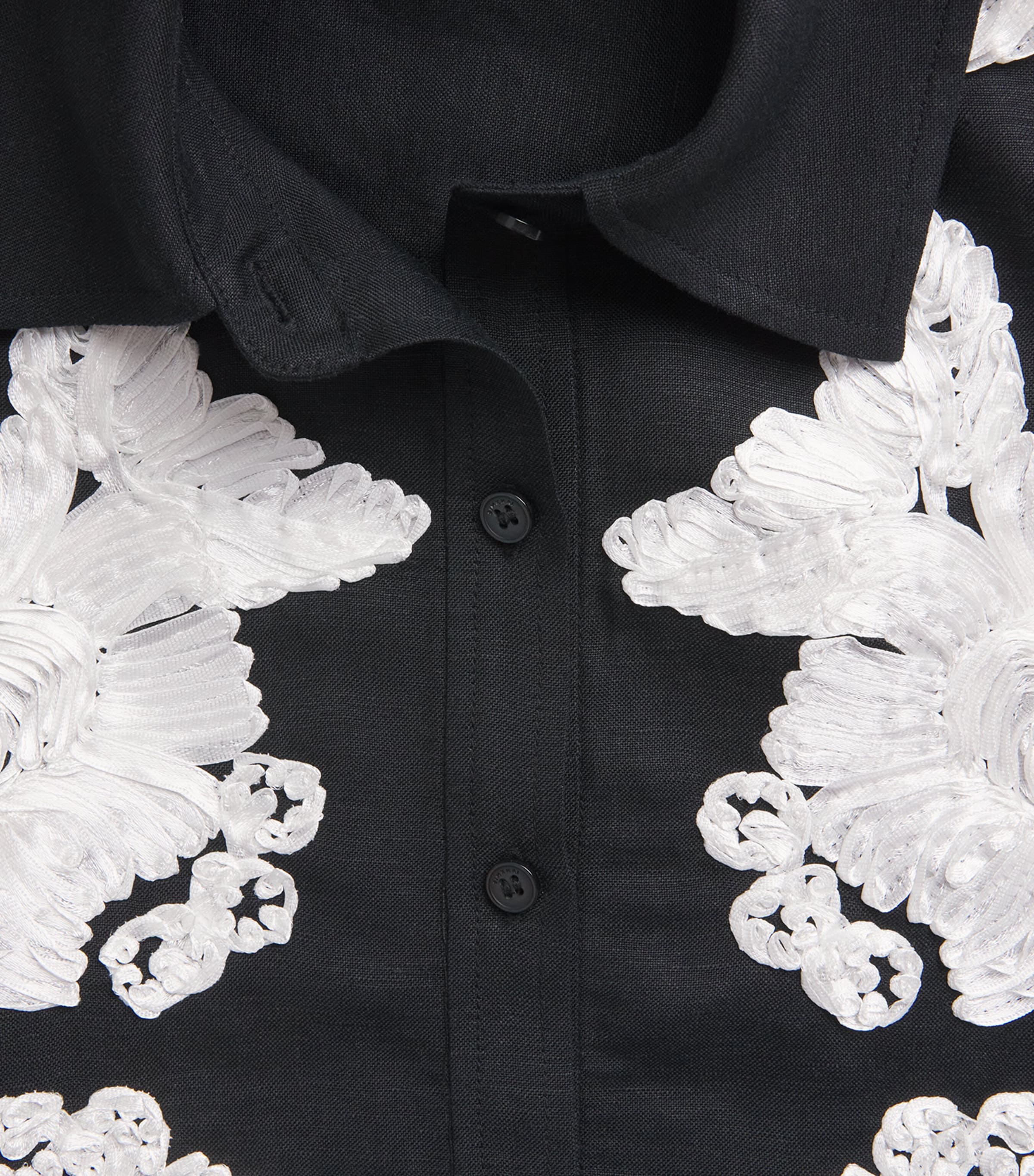 Linen-Blend Embroidered Shirt BLACK MULTI Image 5