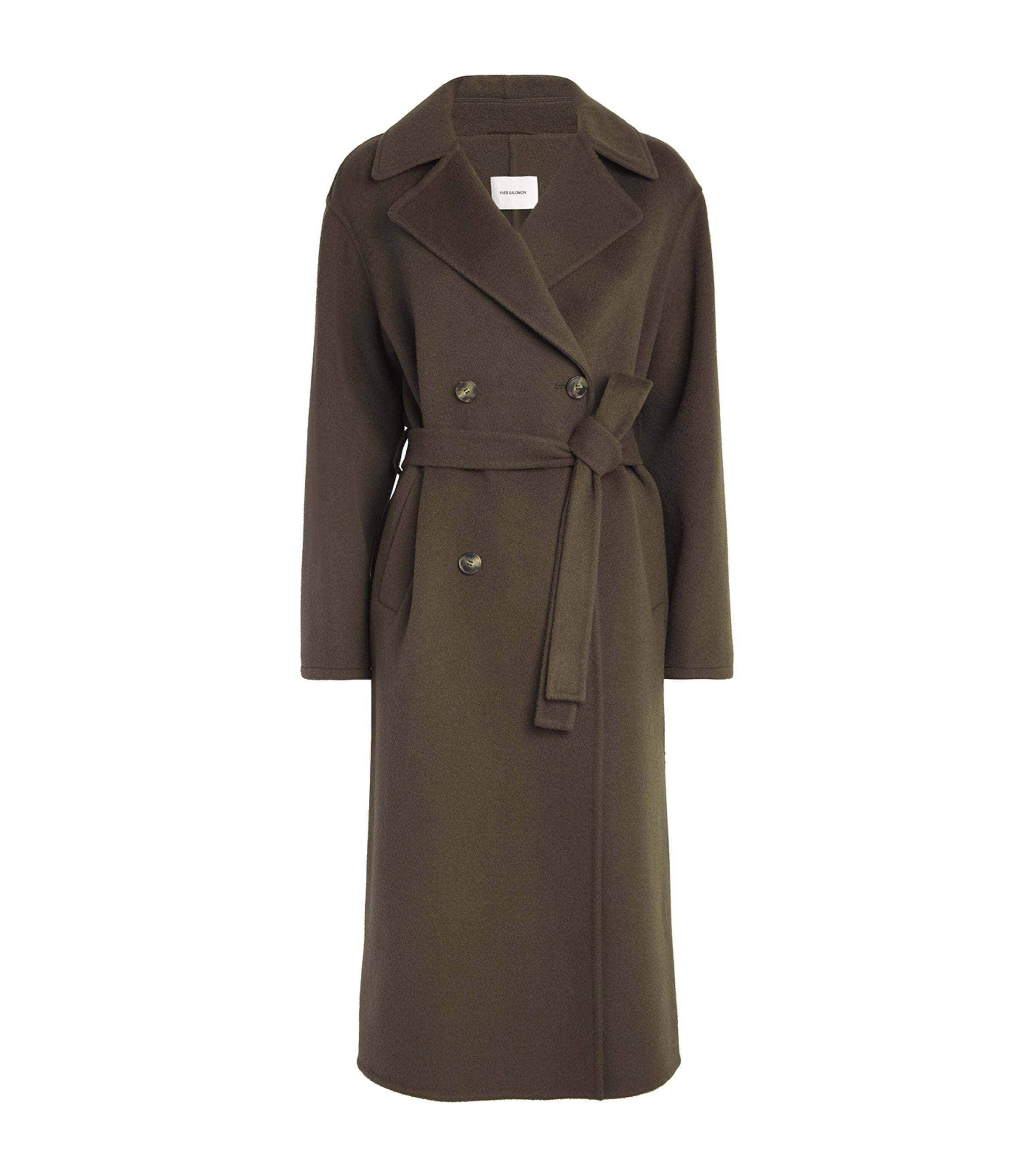 Yves Salomon Wool-cashmere Belted Trench Coat In Green