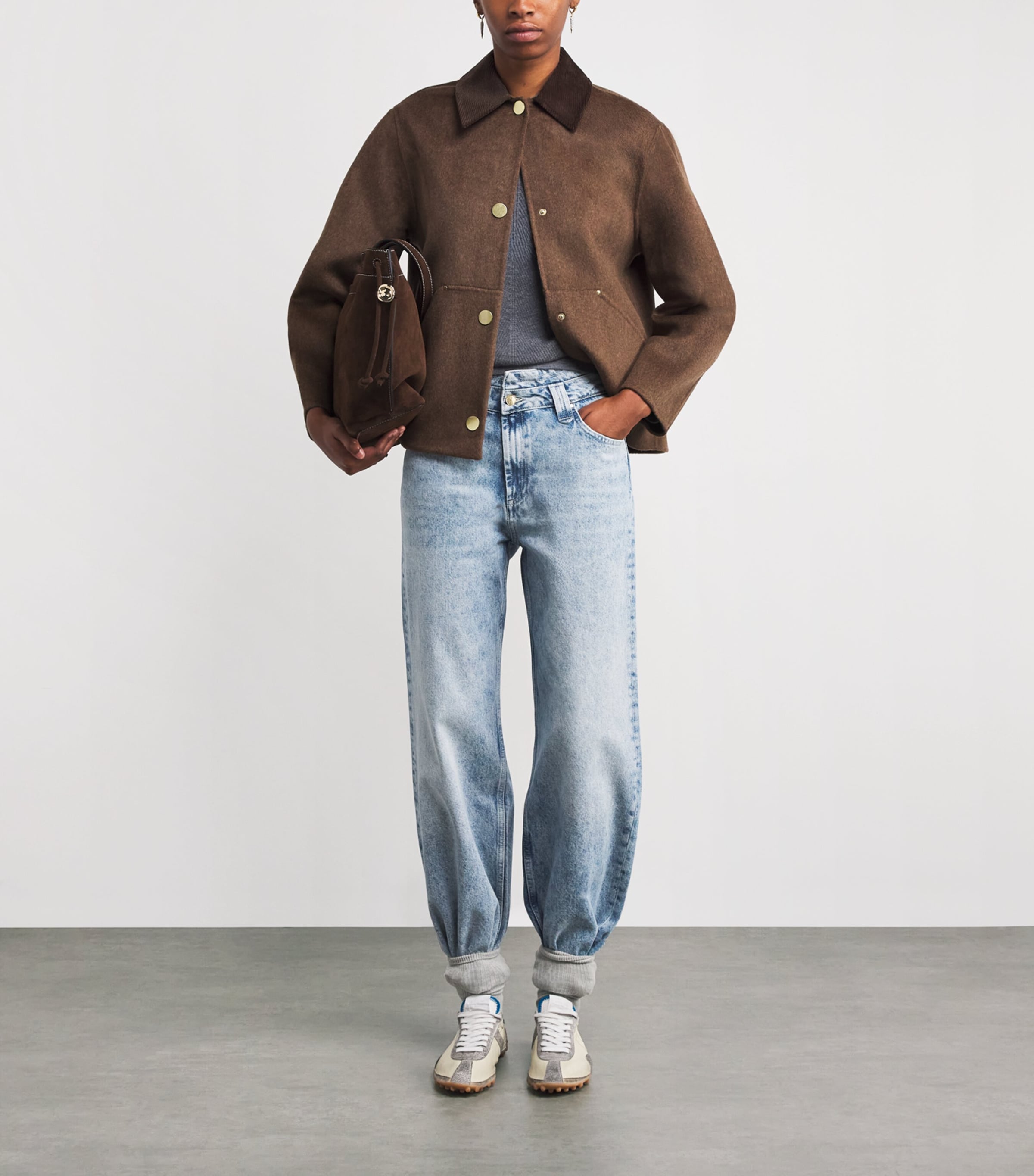 Claudie Pierlot Womens Wool-Blend Barn Jacket Brown Image 2