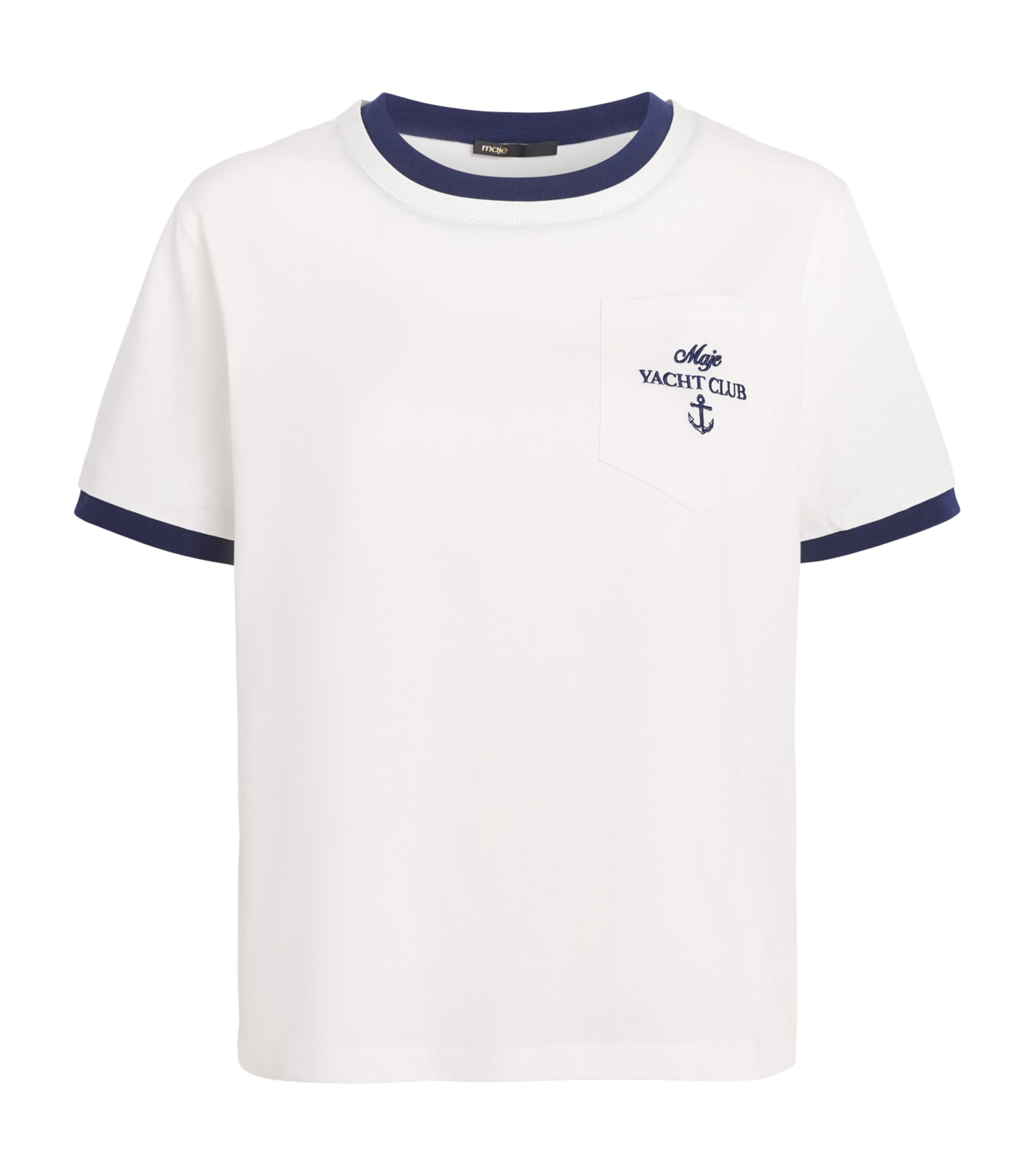 Maje Womens Cotton Yacht Club T-Shirt White Image 1