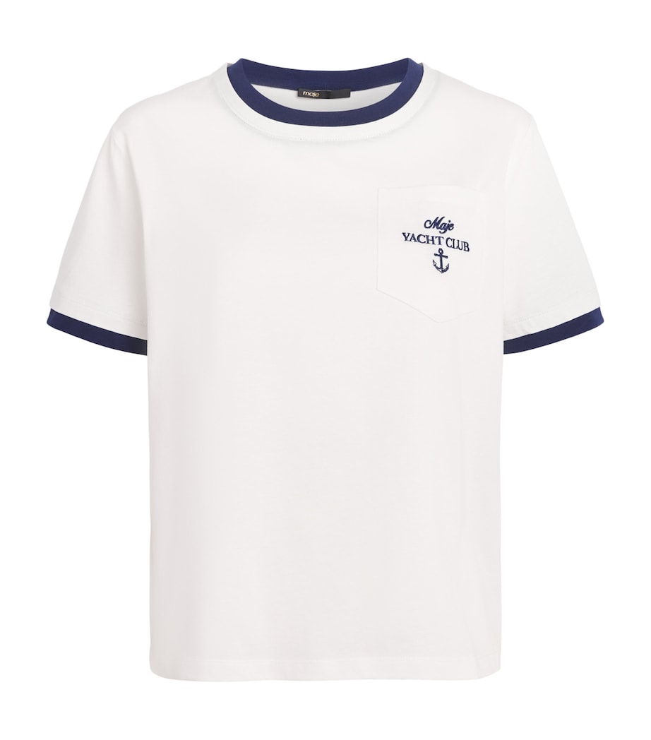 Maje Womens Cotton Yacht Club T-Shirt White Image 1