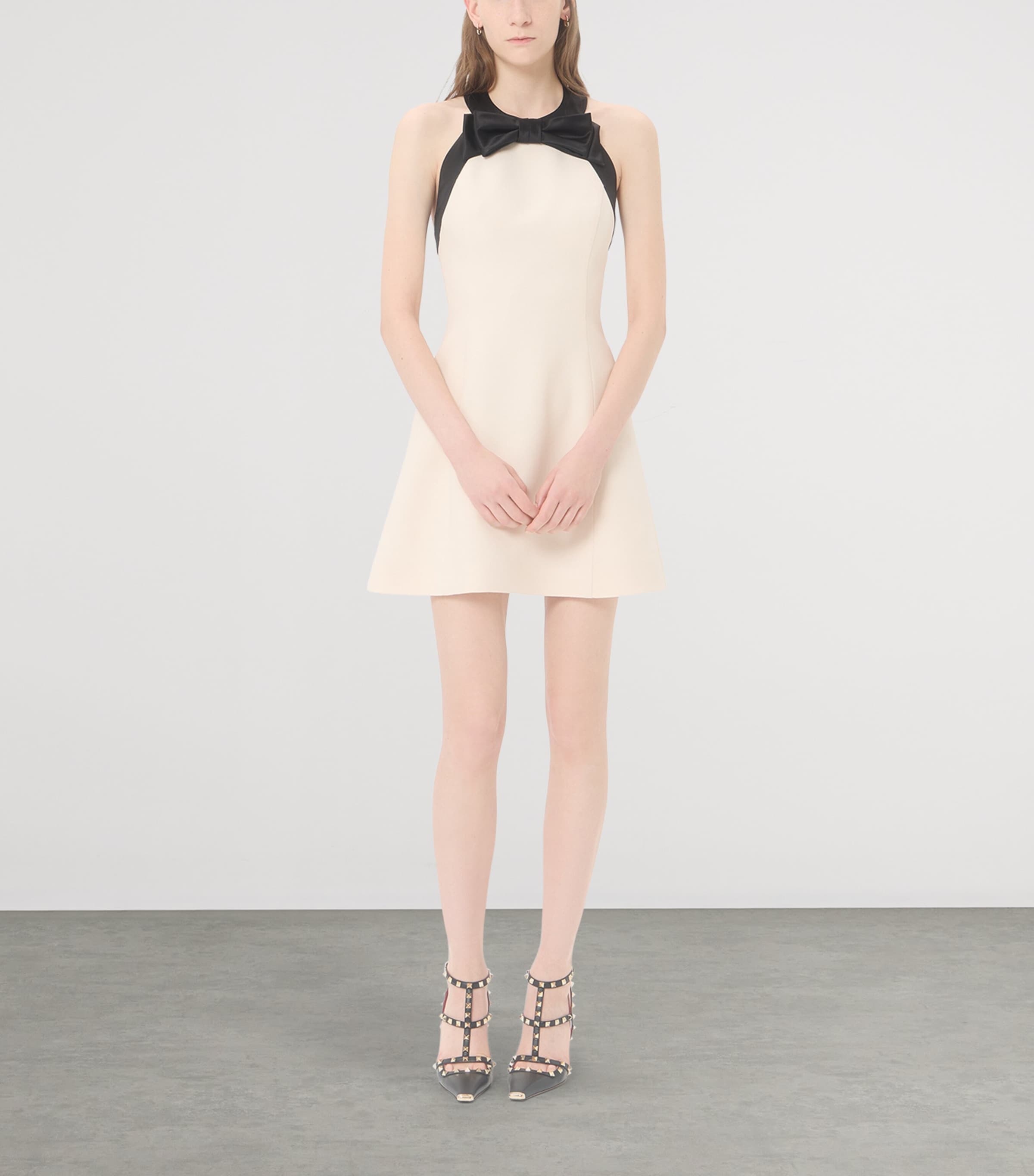 valentino halter dress Nude Wool-Silk Crepe Halterneck Mini Halter mini dress