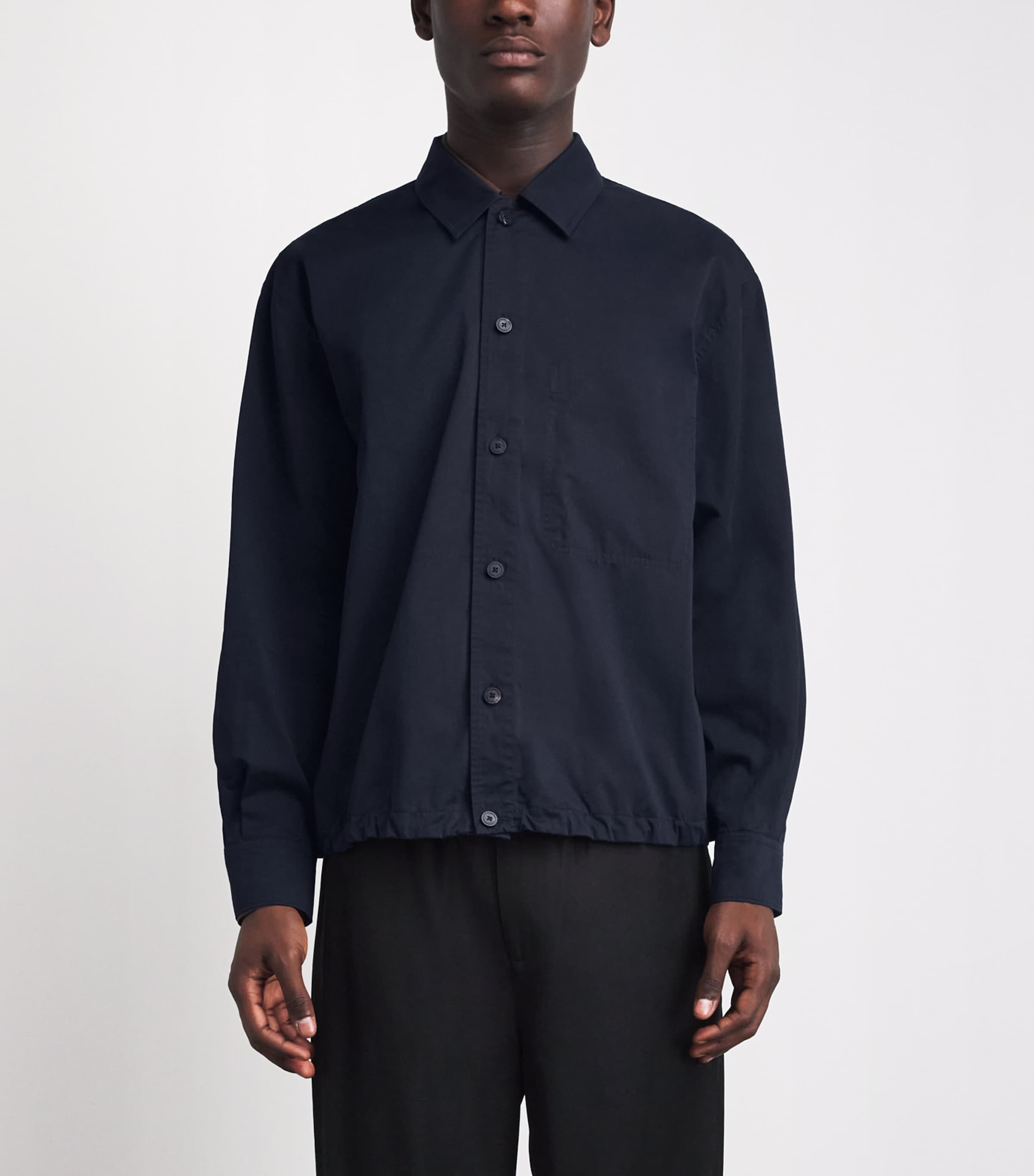 Le 17 Septembre Mens Drawstring-Hem Overshirt Navy Image 4