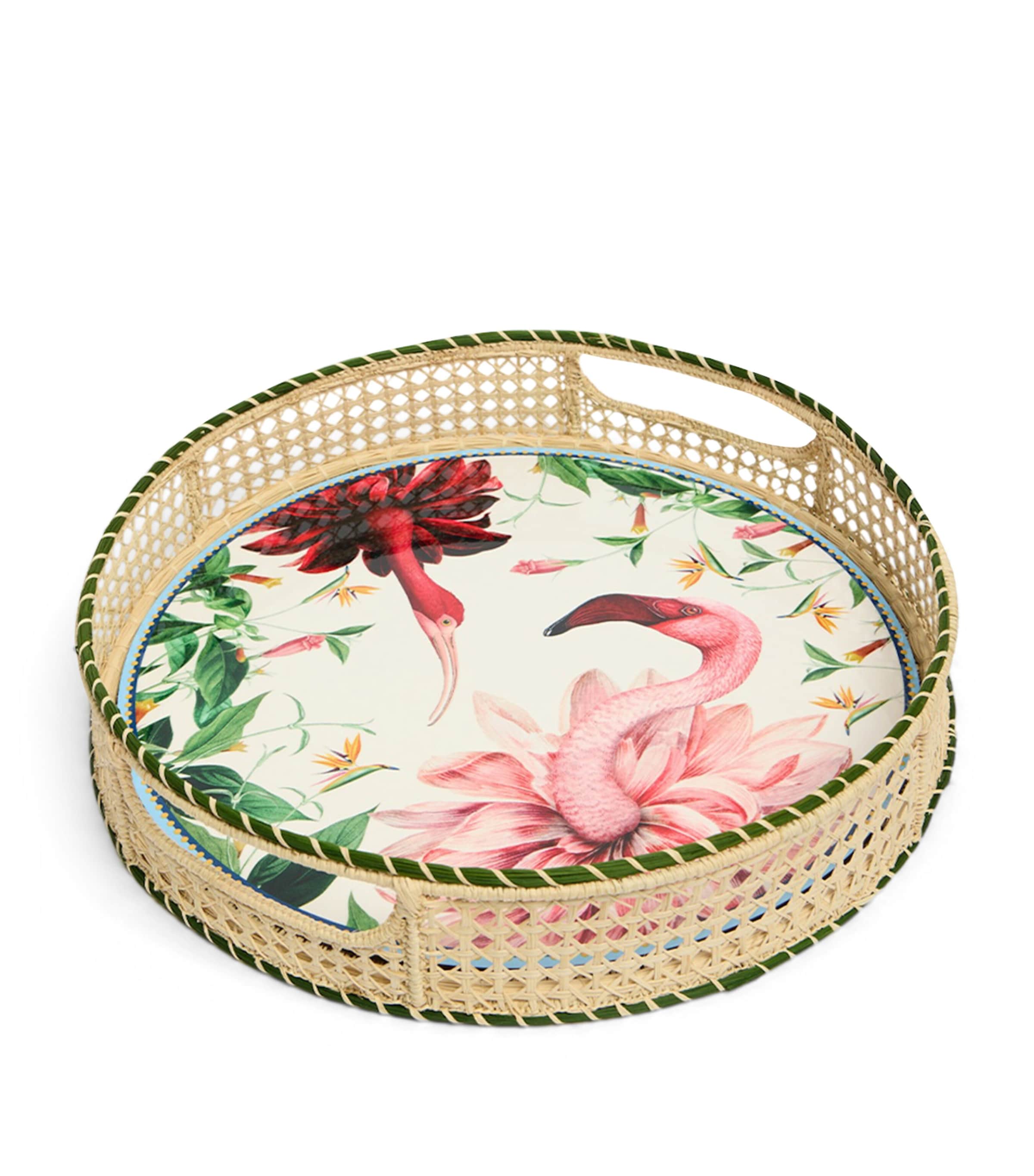 La Doublej Raffia Tray (36.5cm) Green Image 2