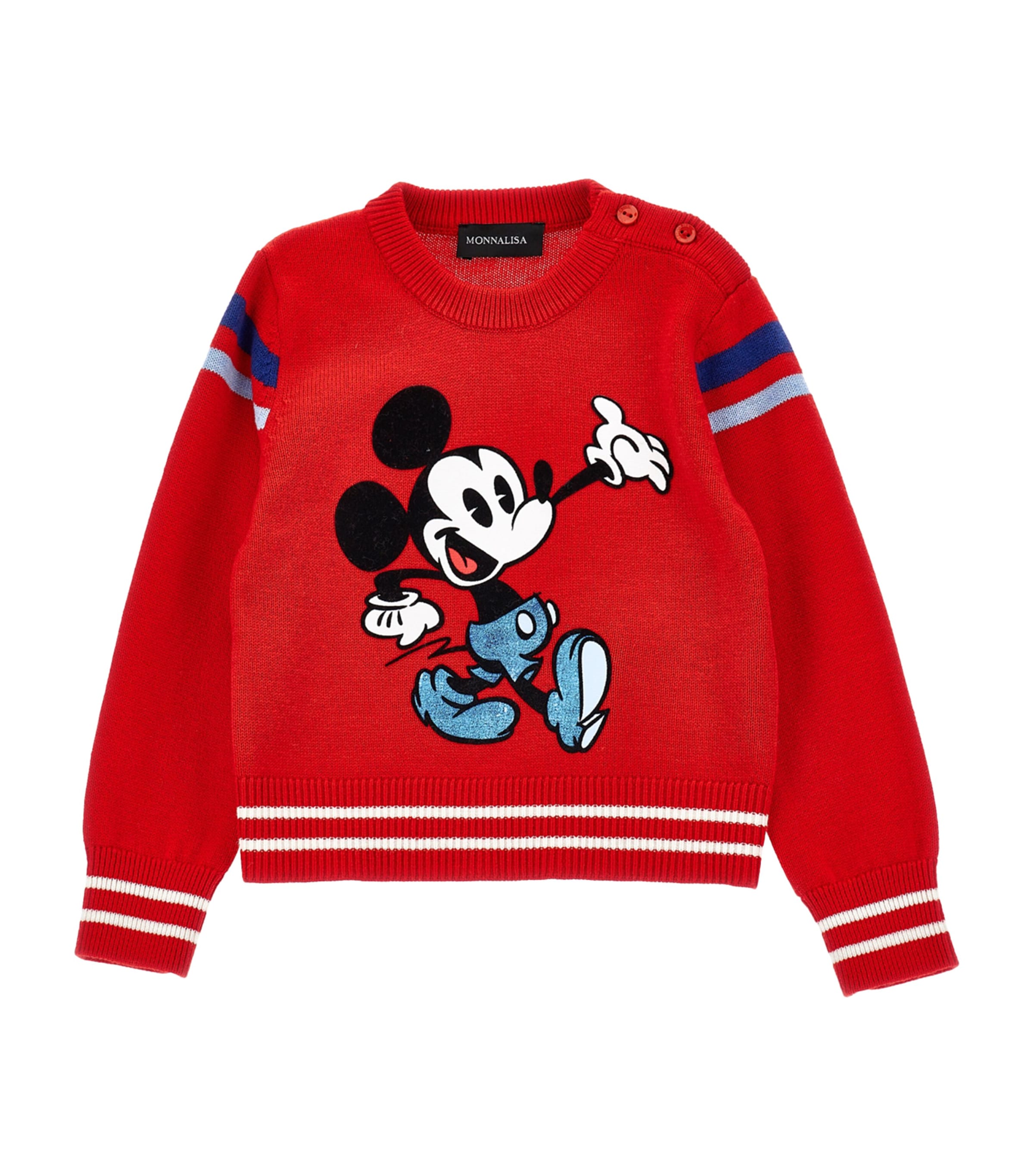 Monnalisa Kids' X Disney Wool-cotton Mickey Mouse Sweater In Red