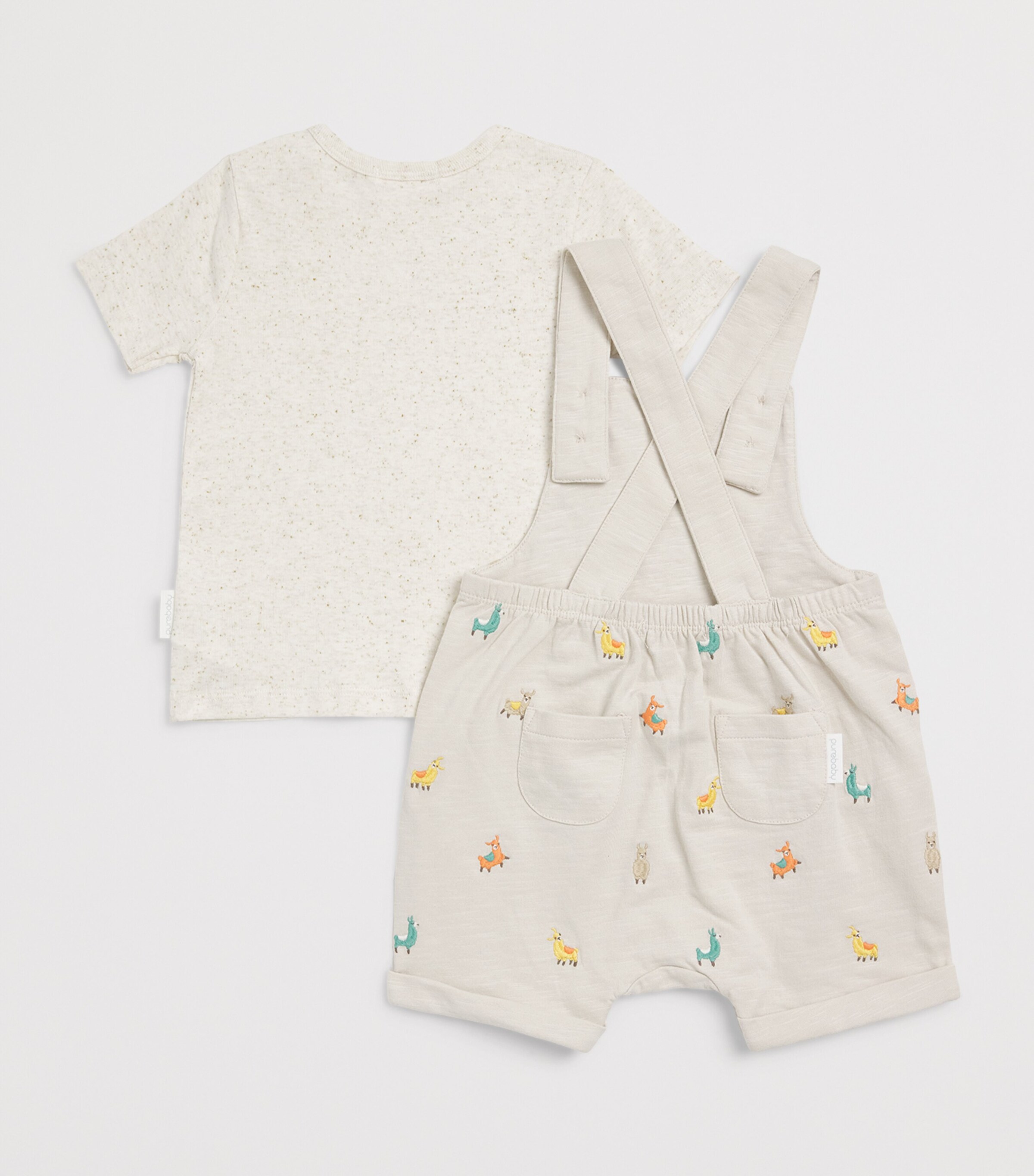 Purebaby Organic Cotton Llama Dungarees and T-Shirt Set (12-24 Months) Llabr Image 2