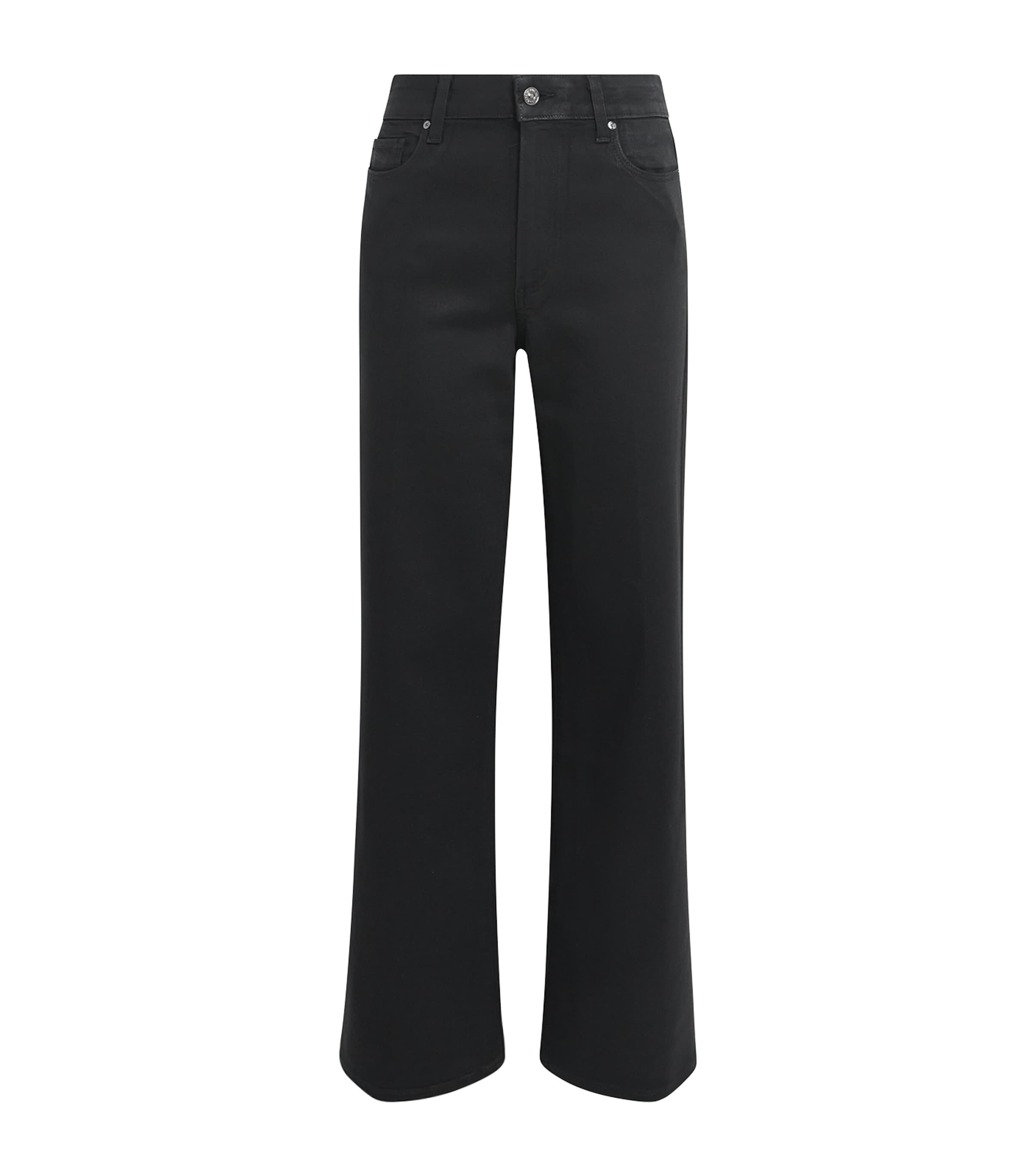 PAIGE Womens Anessa Wide-Leg Jeans Black Fog Lux Coatng Image 1