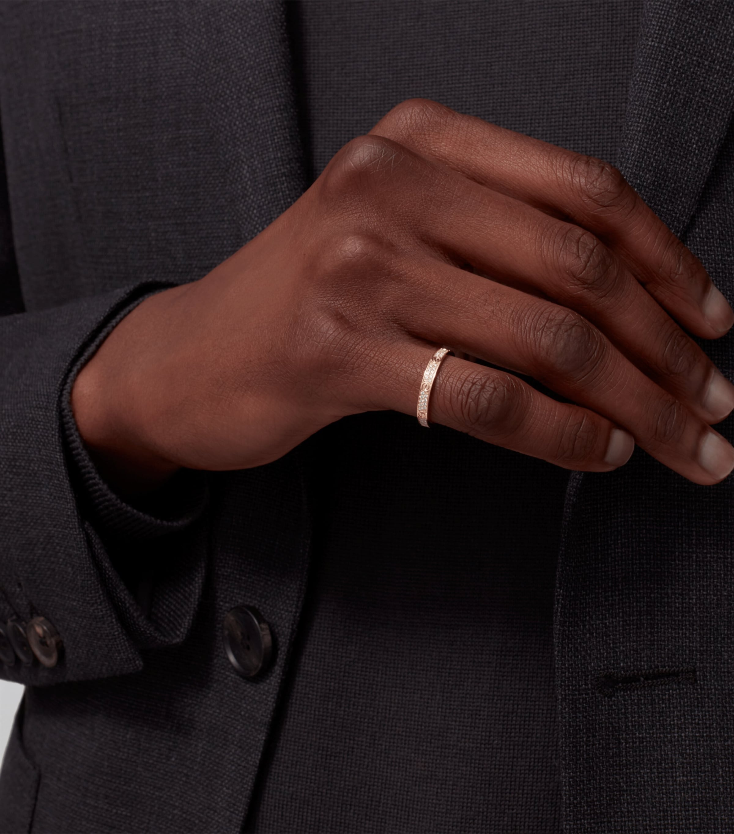 Small Yellow Gold and Diamond LOVE Ring YELLOW GOLD Image 2