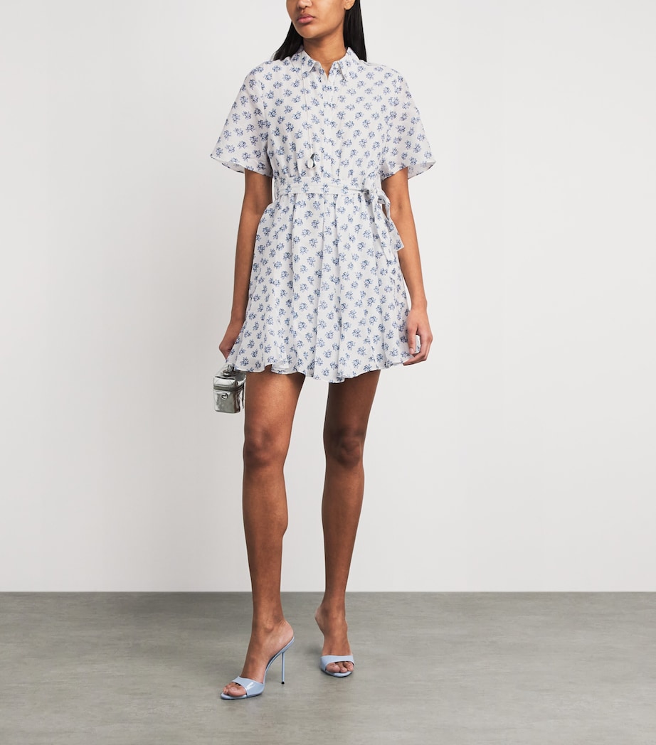 Maje Womens Linen-Blend Floral Print Mini Shirt Dress Blue Small Flowers Image 6