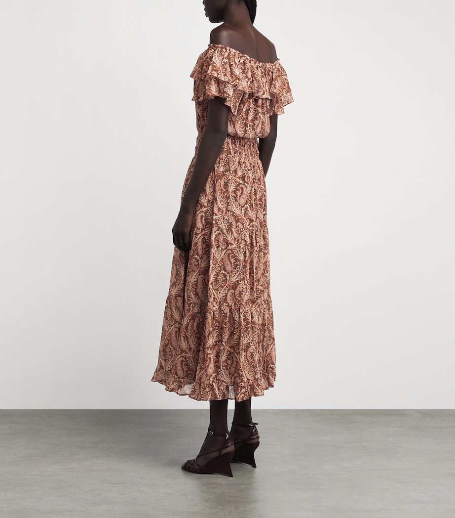 paige agoura silk midi dress PAIGE Agoura Silk Dress In Polka Dot Print