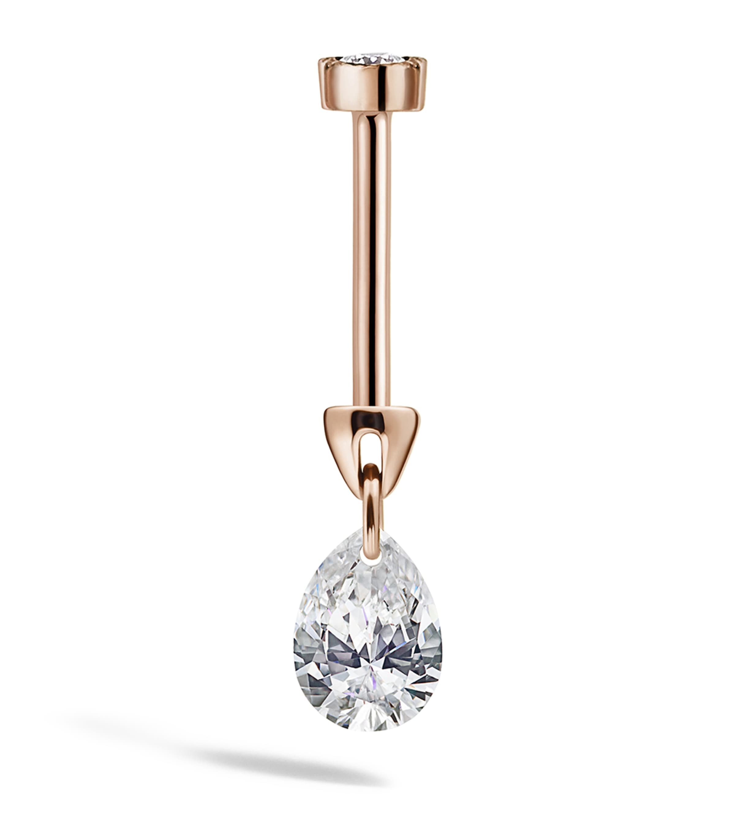 Maria Tash Rose Gold Floating Pear Diamond Charm Threaded Stud Earring (4mm) Rose Gold Image 6
