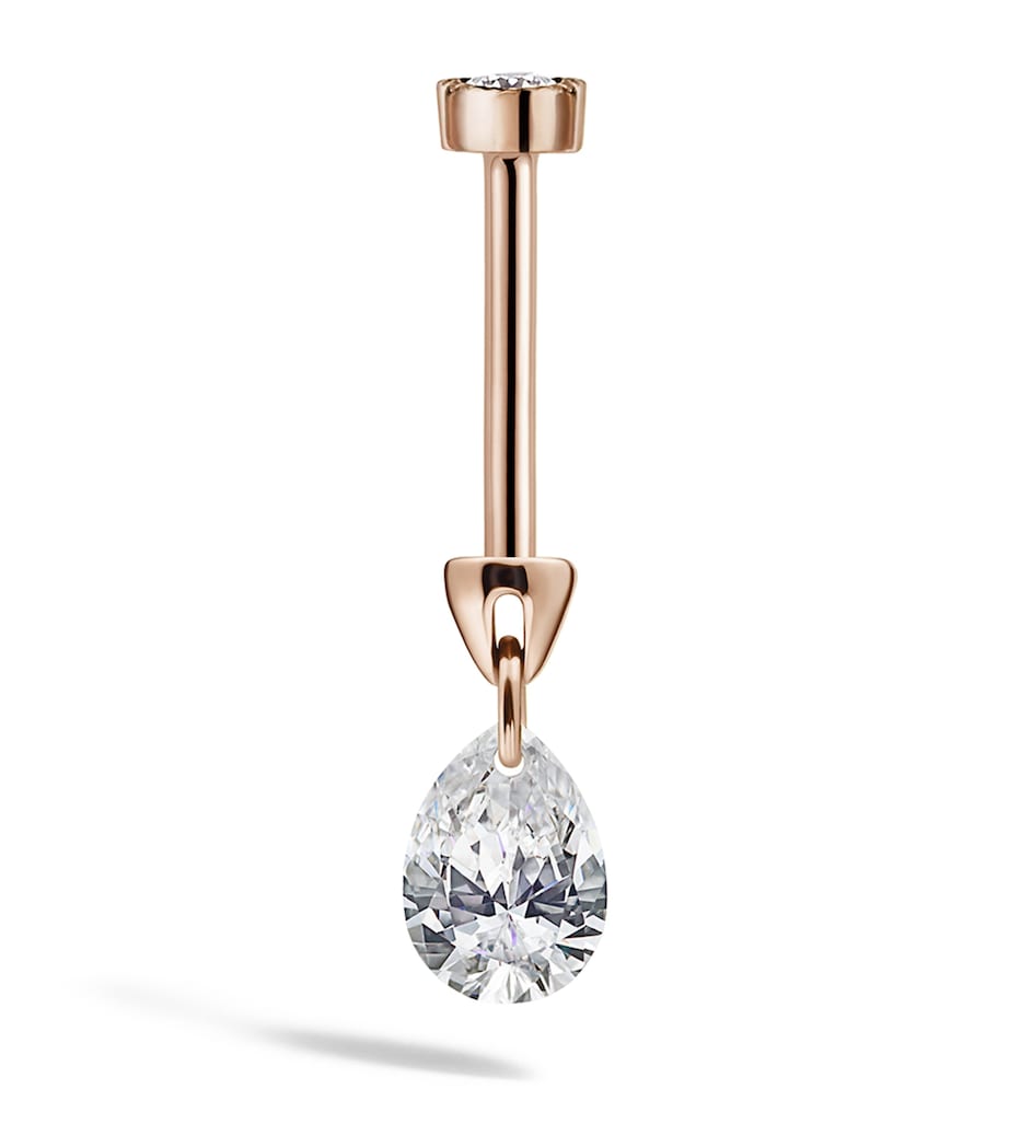 Maria Tash Rose Gold Floating Pear Diamond Charm Threaded Stud Earring (4mm) Rose Gold Image 6