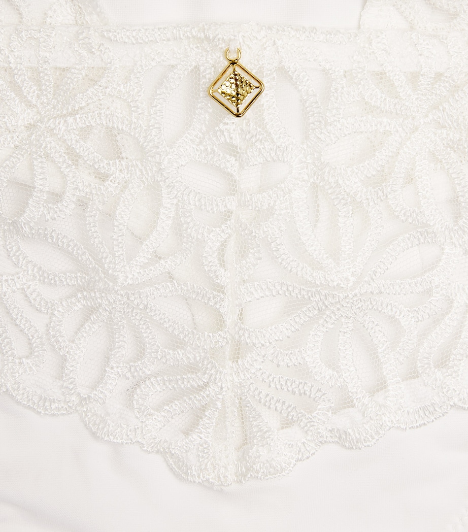 Aubade Womens Lace Secret Memories Tanga Briefs Ivory Image 4