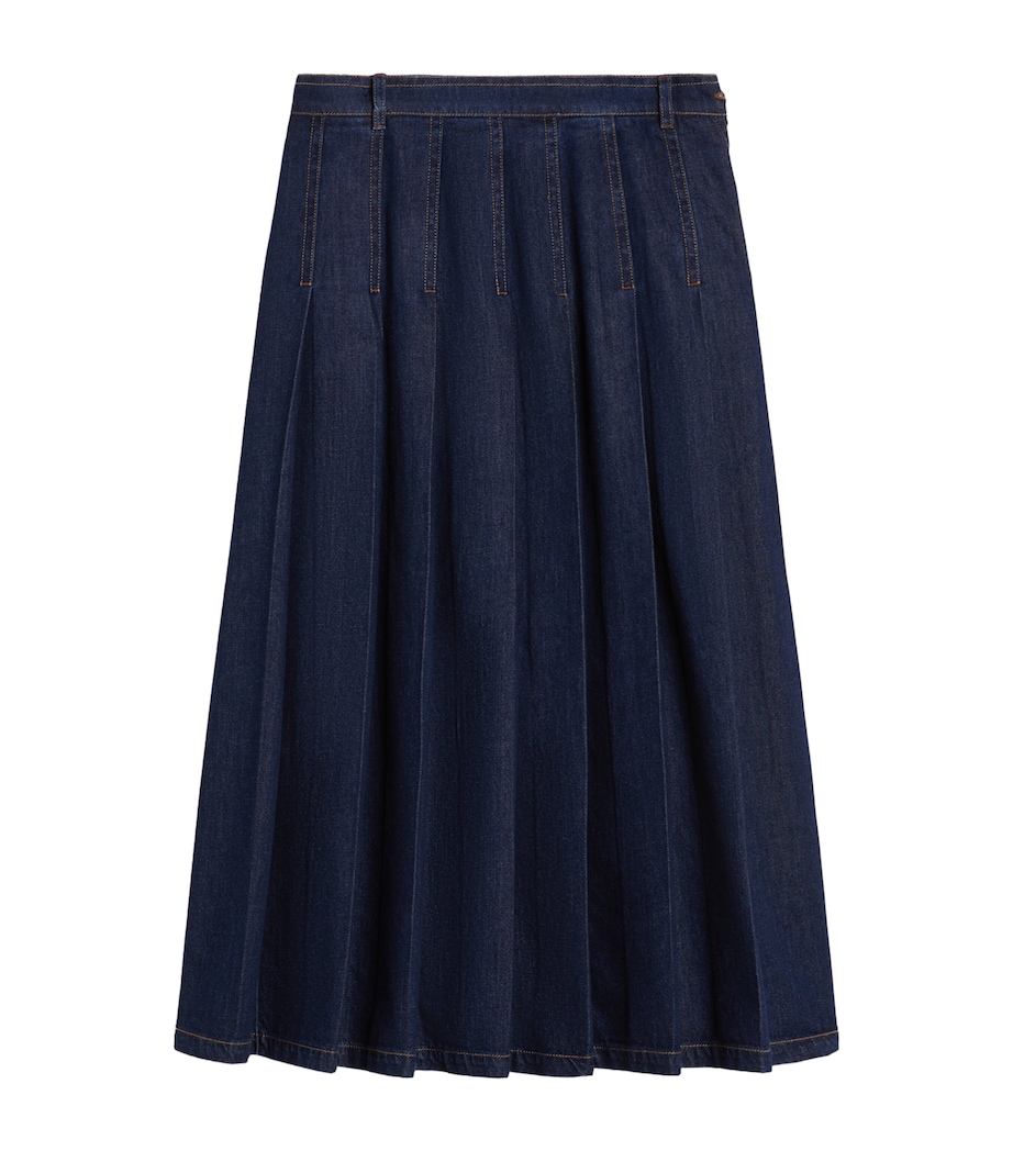 Weekend Max Mara Womens Denim Pleated Midi Skirt Navy Image 1