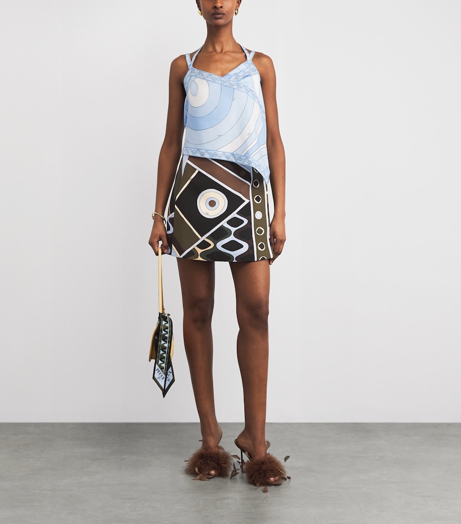 PUCCI Womens Wool Vivara Mini Skirt Khaki Image 2