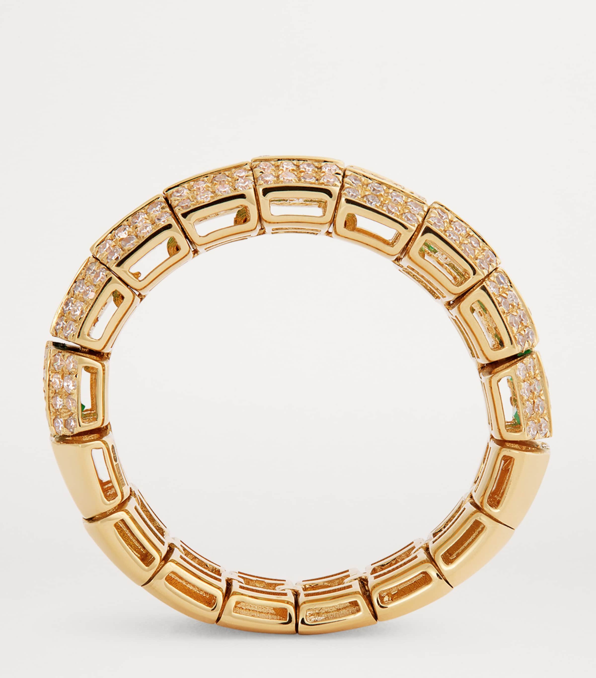 SHAY Yellow Gold, Emerald and Diamond Stretch Ring Yellow Gold Image 3