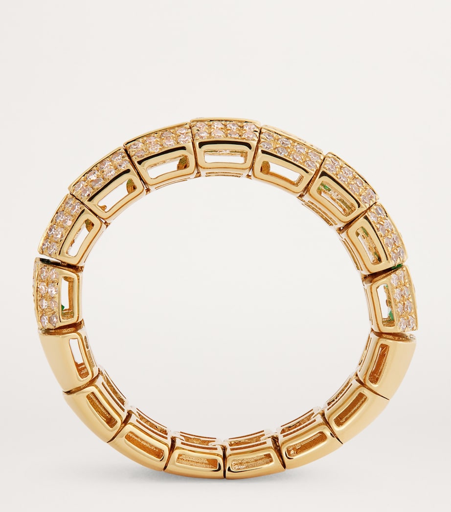 Yellow Gold, Emerald and Diamond Stretch Ring YELLOW GOLD Image 3