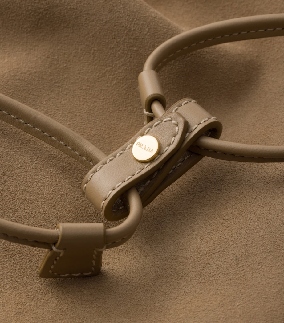Prada Suede Drawstring Wish Pouch Neutral Image 6
