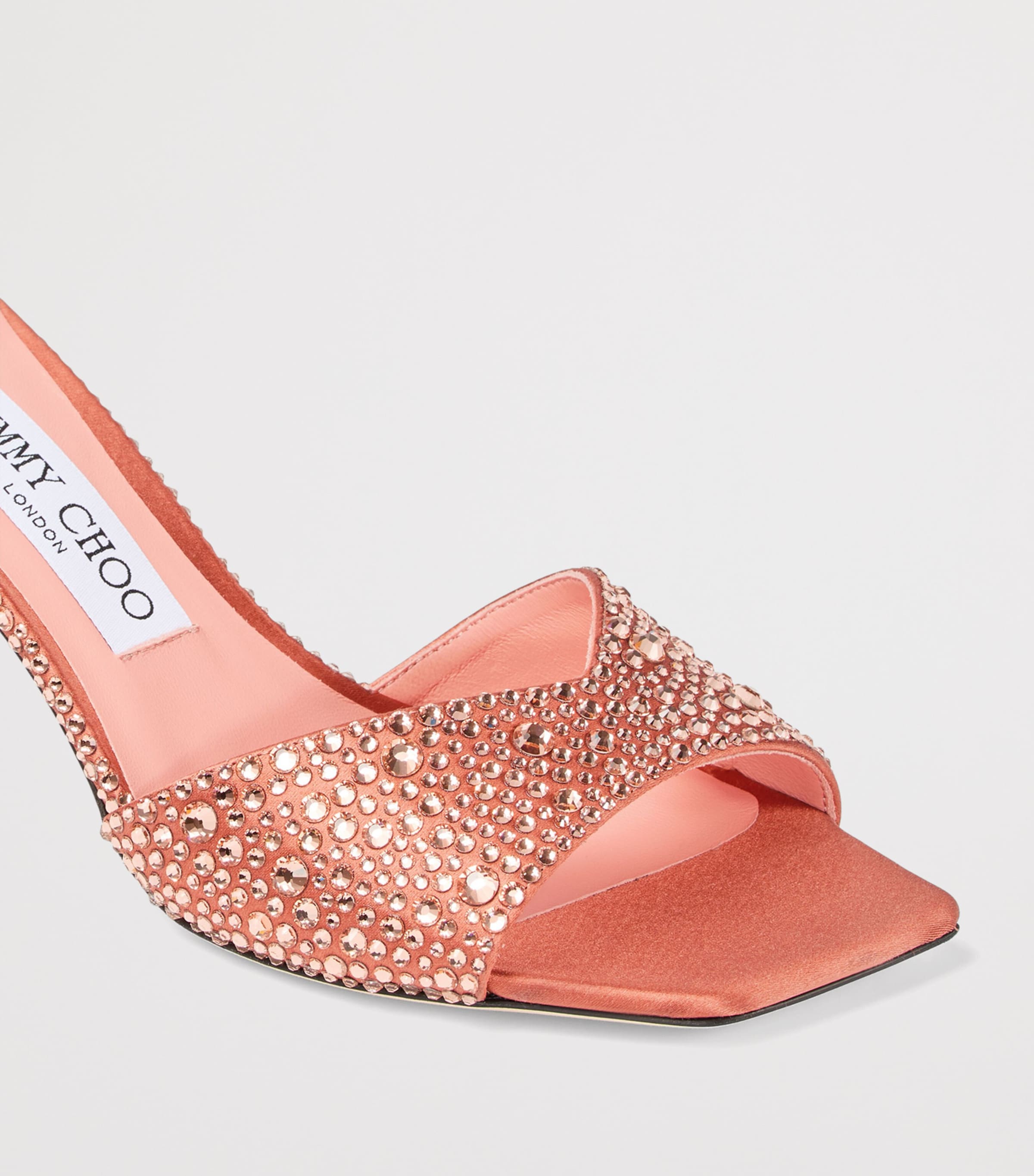 Jimmy Choo Skye 70 Embellished Satin Sandals Grapefruit Image 6