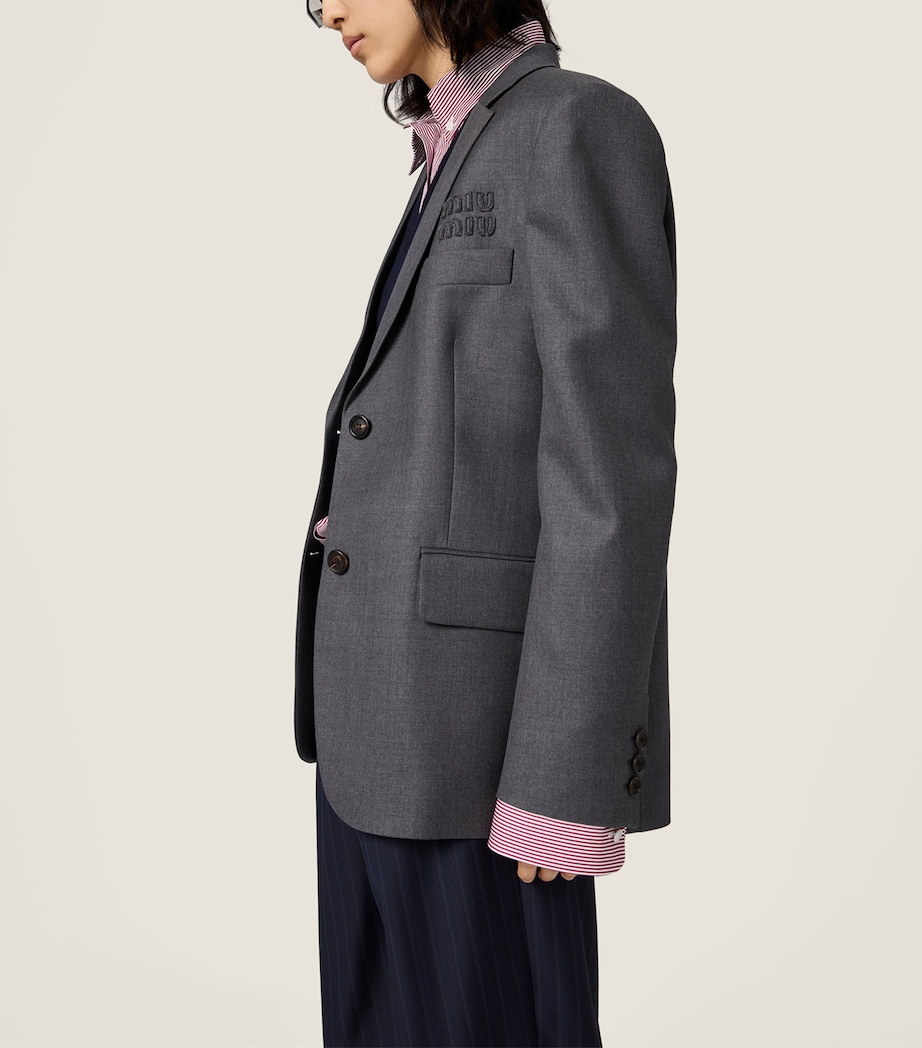 Miu Miu Womens Wool Shirt Sleeve-Detail Blazer Image 5
