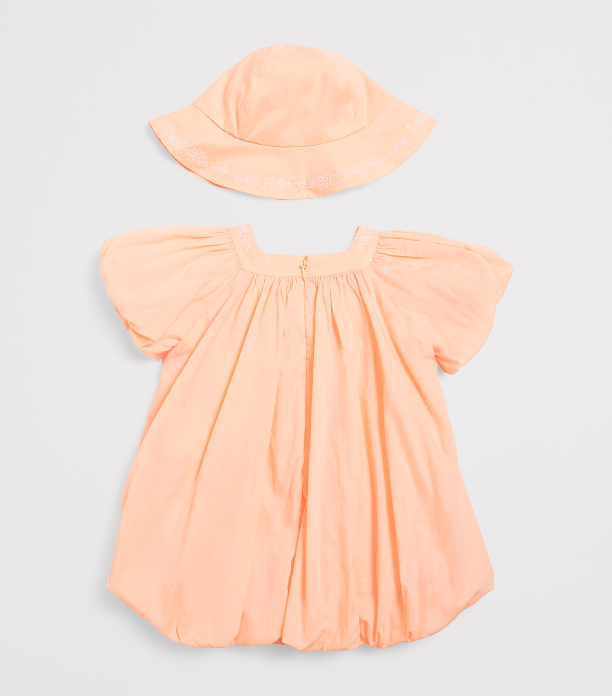 Chloé Kids Embroidered Dress and Sunhat Set (1-18 Months) Pwdr Image 2